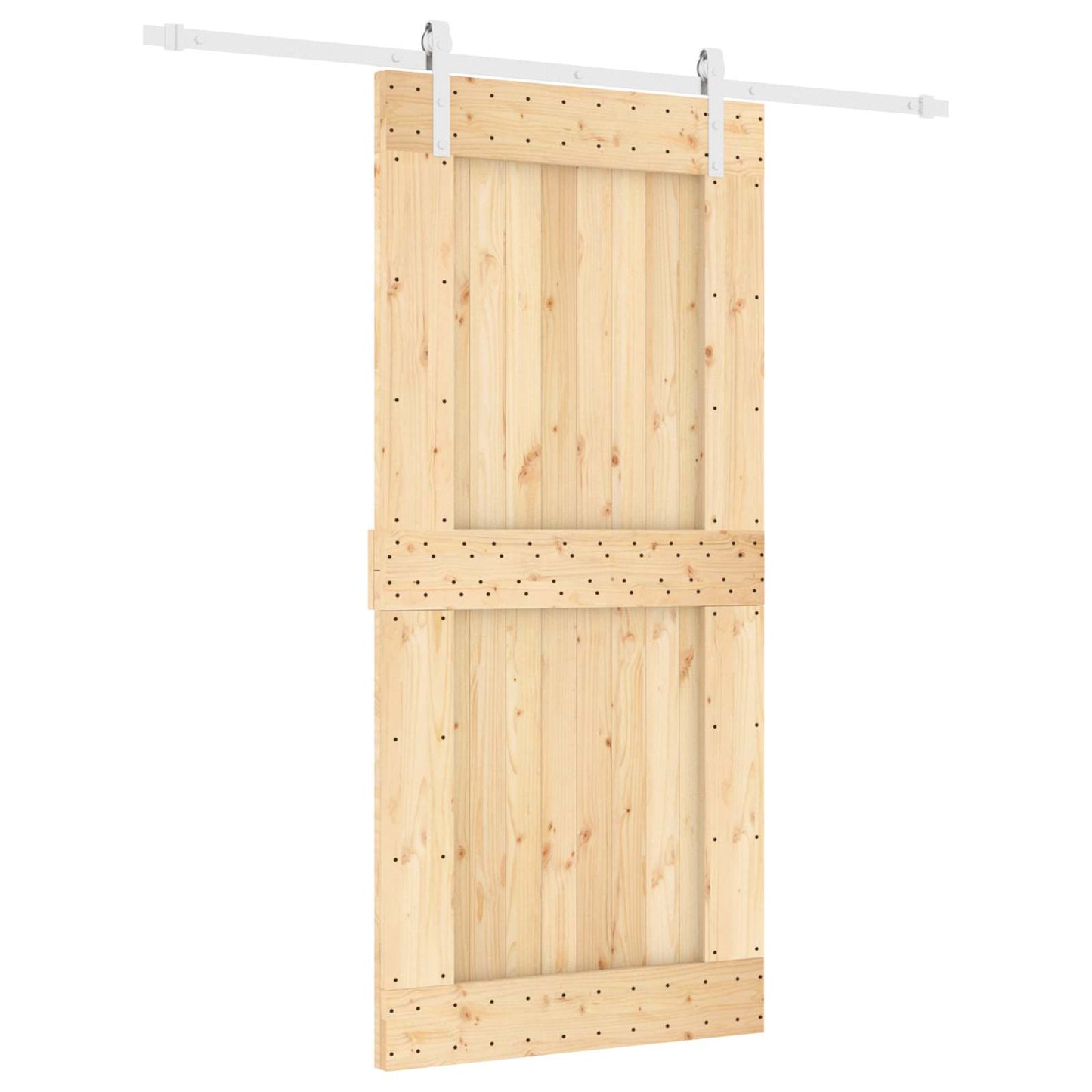 Schiebetür Natürlich und Weiß 95 x 210 cm Massivkiefer