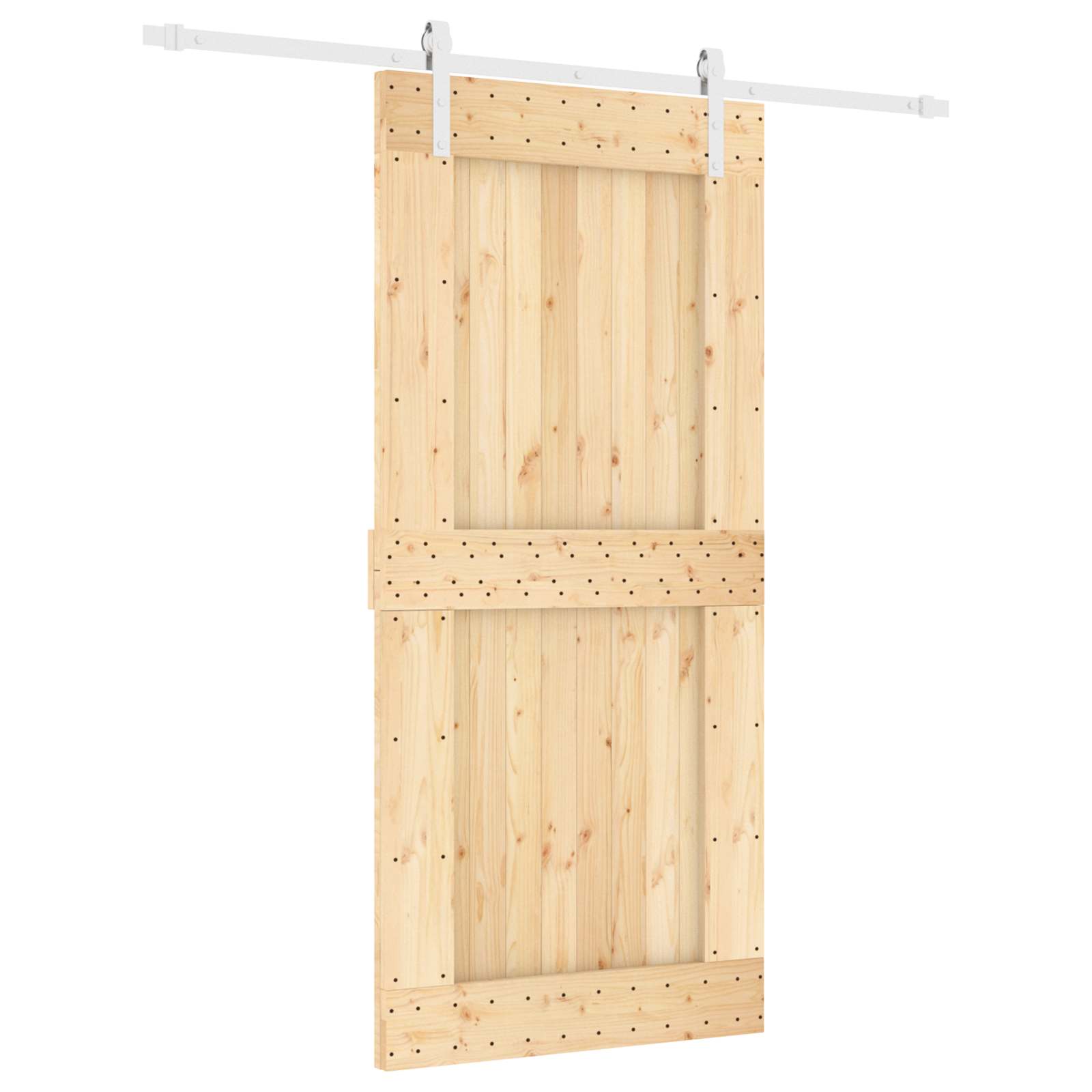Schiebetür Natürlich und Weiß 95 x 210 cm Massivkiefer