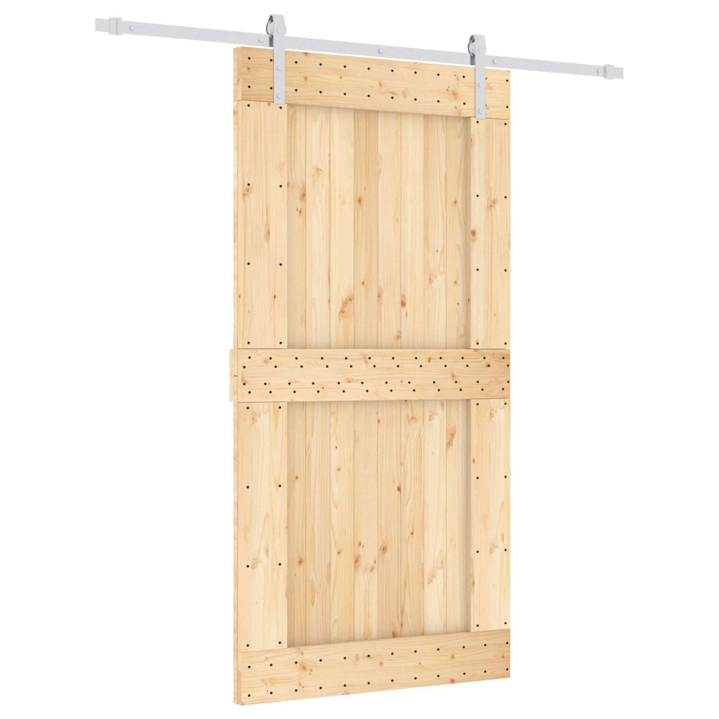 Schiebetür Natürlich und Weiß 100 x 210 cm Massivkiefer