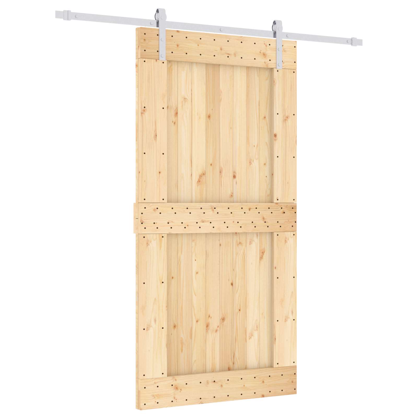 Schiebetür Natürlich und Weiß 100 x 210 cm Massivkiefer