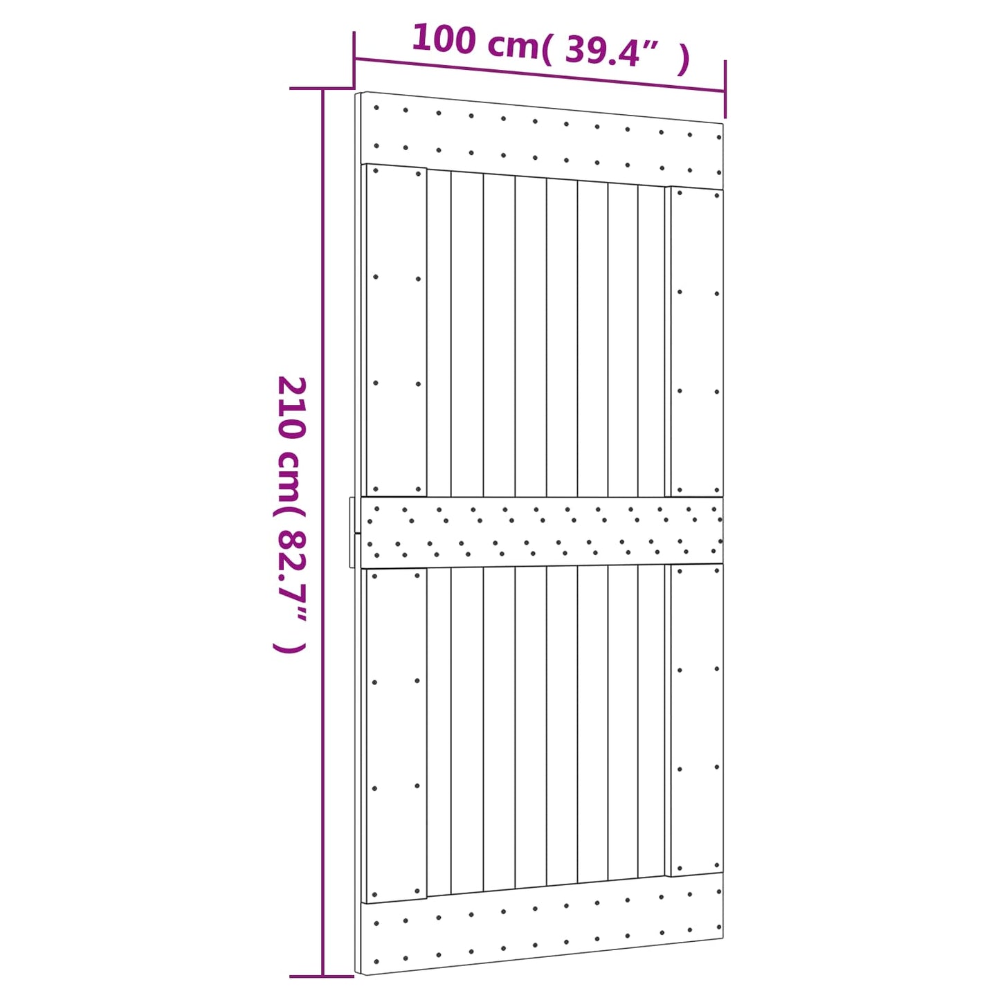 Schiebetür Natürlich und Weiß 100 x 210 cm Massivkiefer