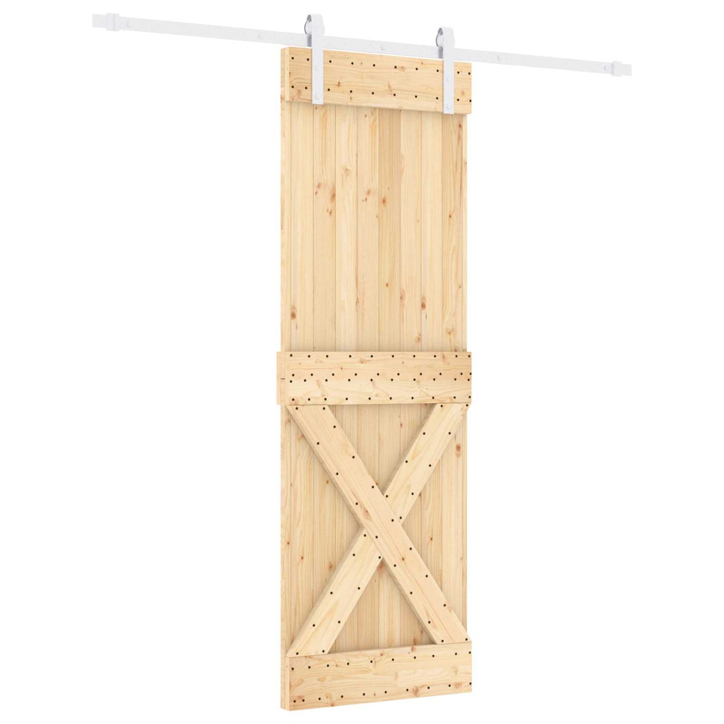 Schiebetür Natürlich und Weiß 70 x 210 cm Massivkiefer