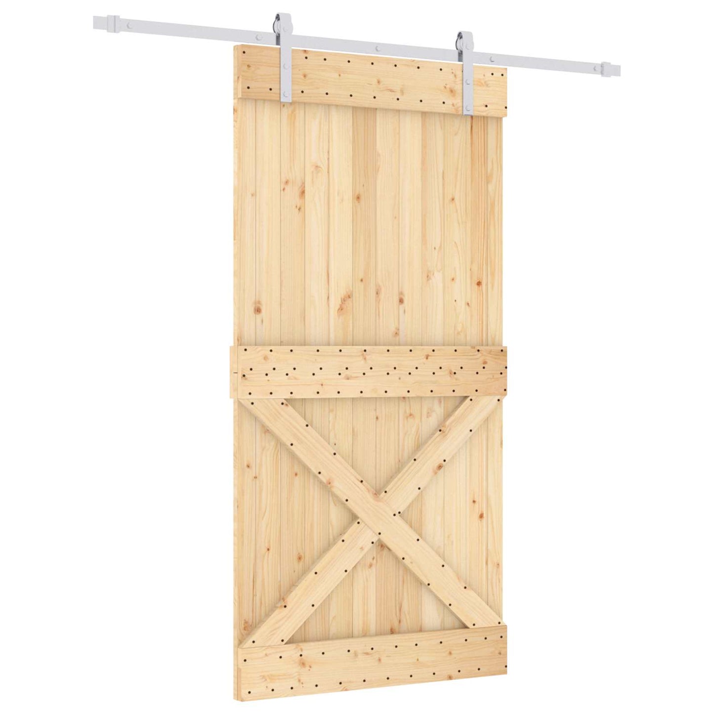 Schiebetür Natürlich und Weiß 100 x 210 cm Massivkiefer