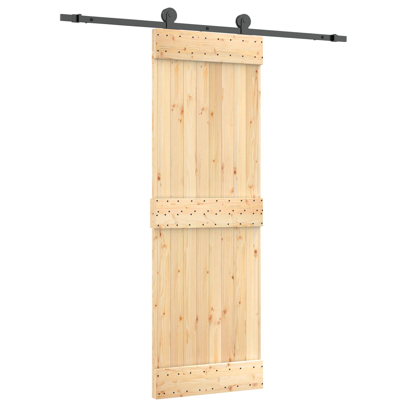 Schiebetür Natürlich und Schwarz 70 x 210 cm Massivkiefer