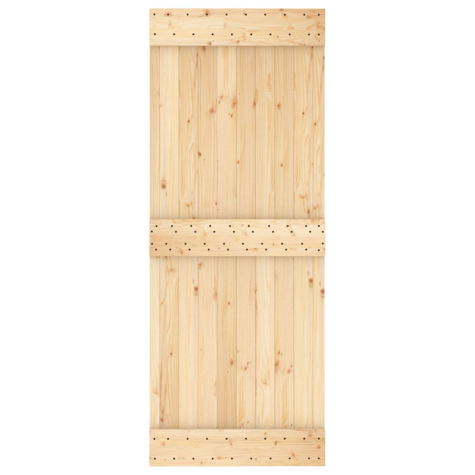 Schiebetür Natürlich und Schwarz 80 x 210 cm Massivkiefer