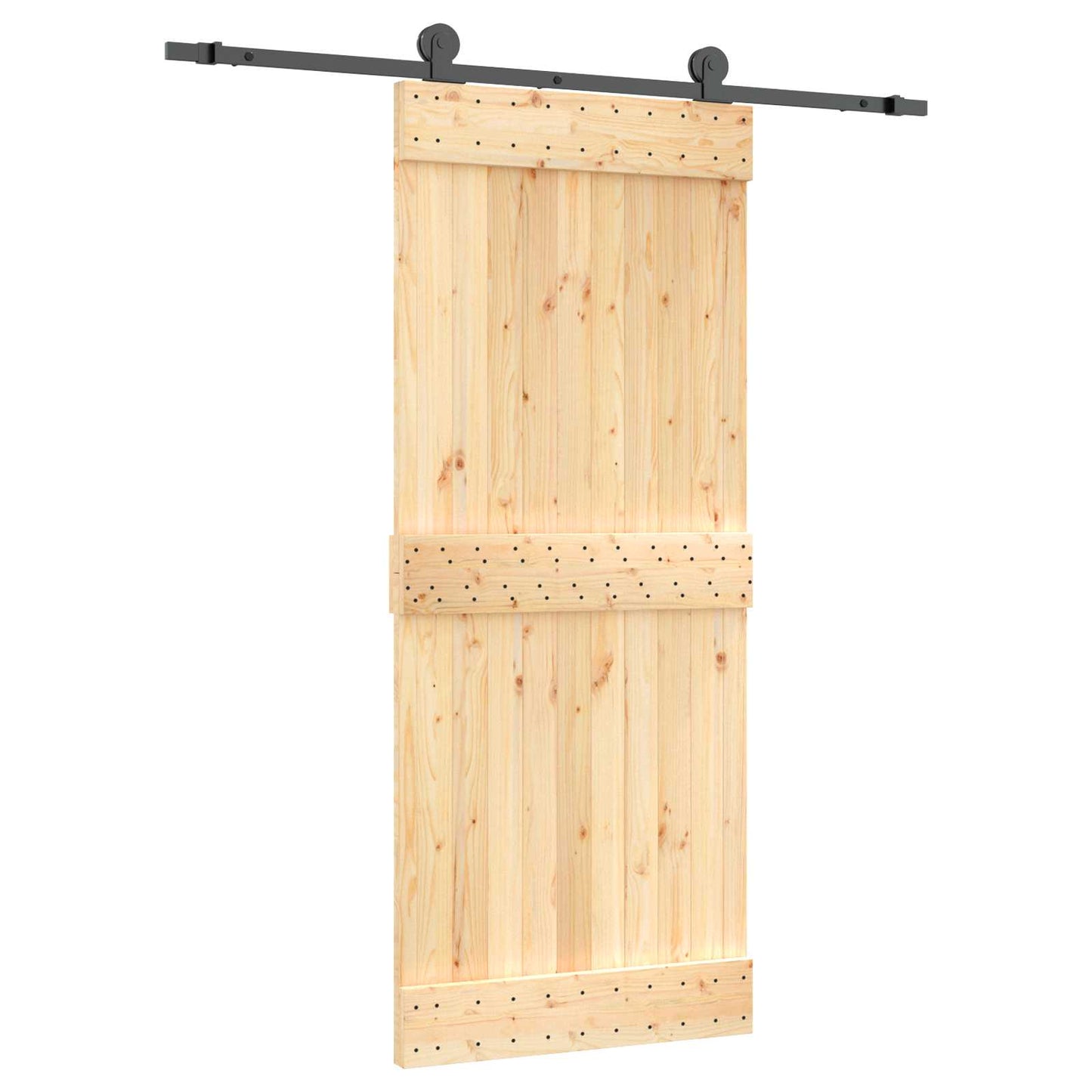 Schiebetür Natürlich und Schwarz 85 x 210 cm Massivkiefer