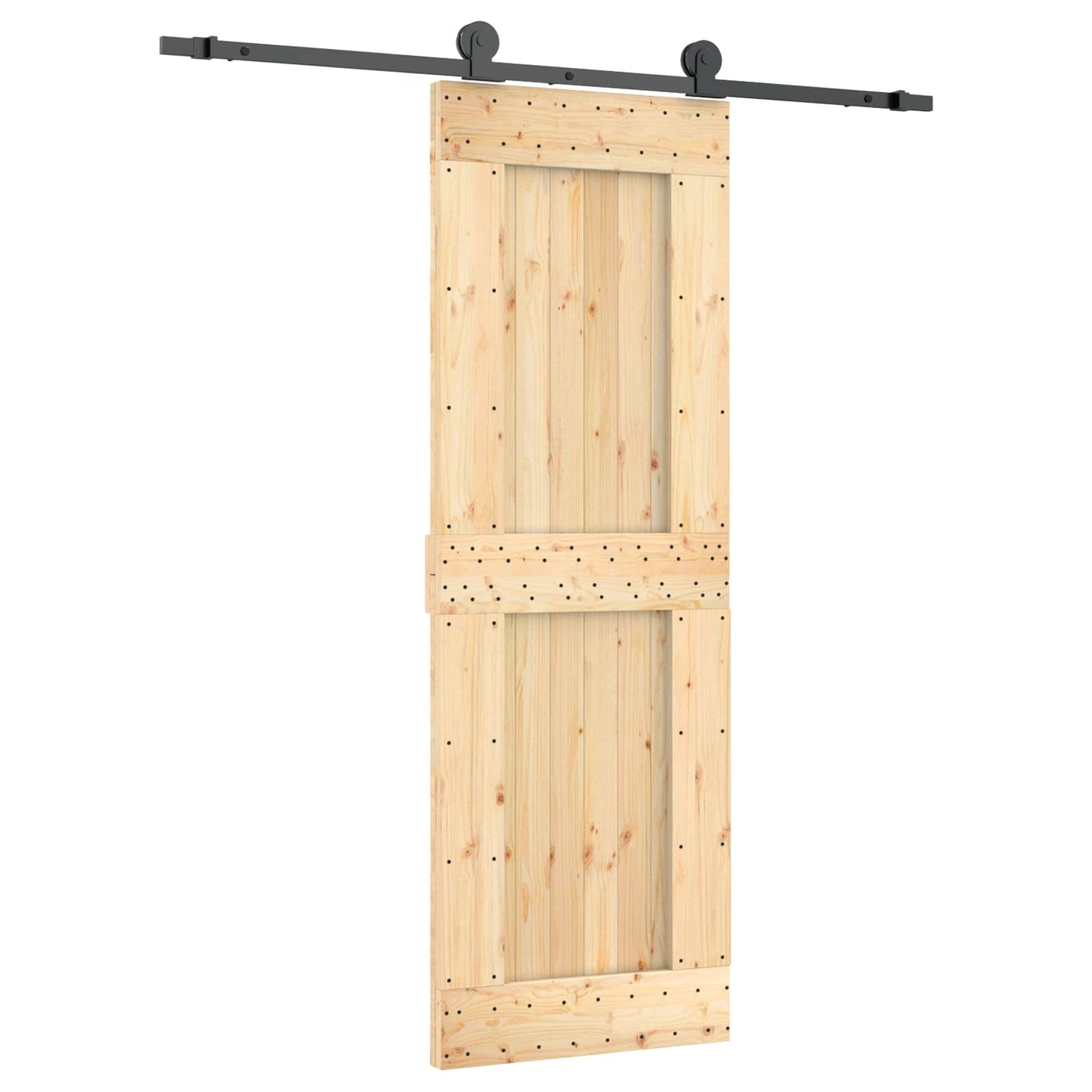 Schiebetür Natürlich und Schwarz 70 x 210 cm Massivkiefer