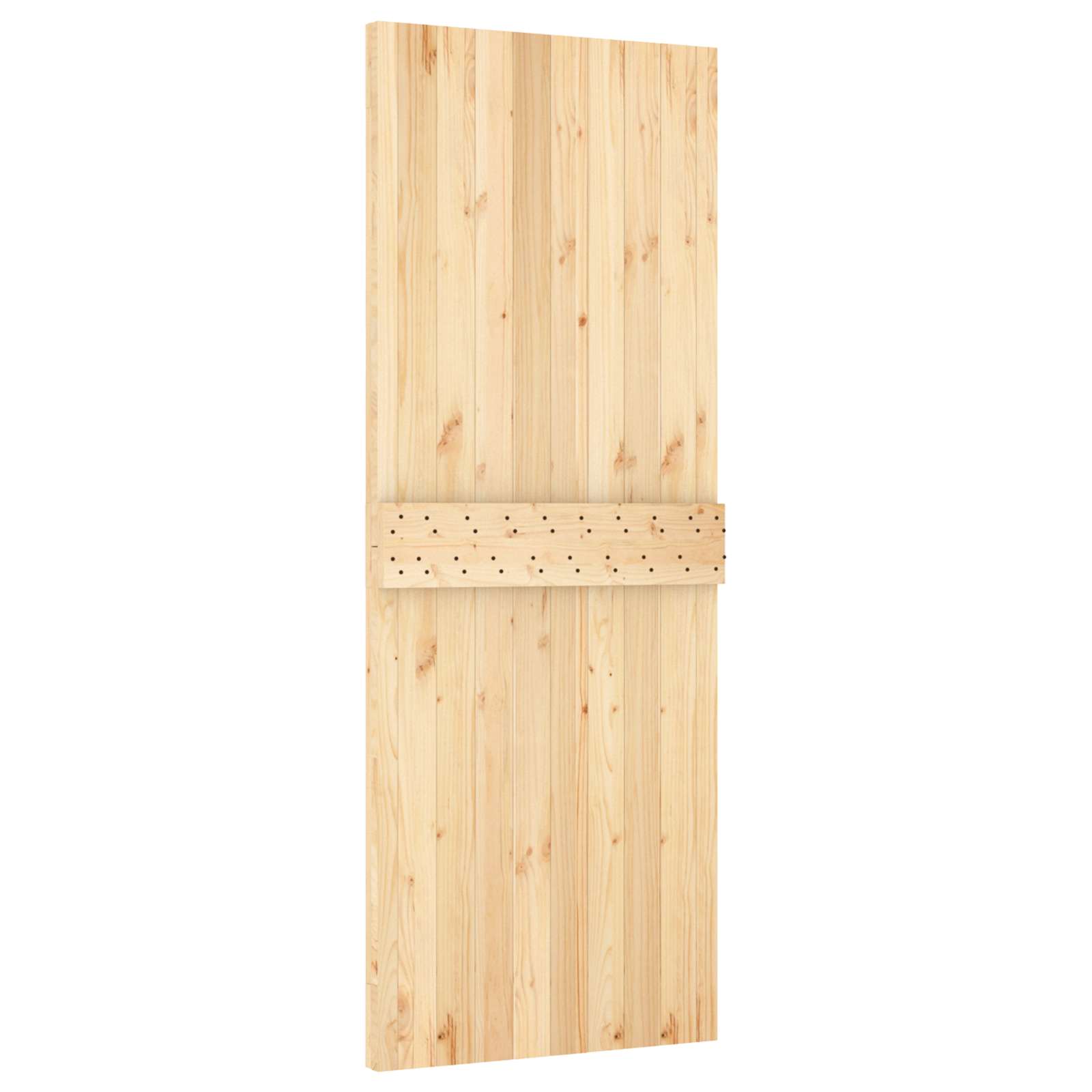 Schiebetür Natürlich und Schwarz 80 x 210 cm Massivkiefer