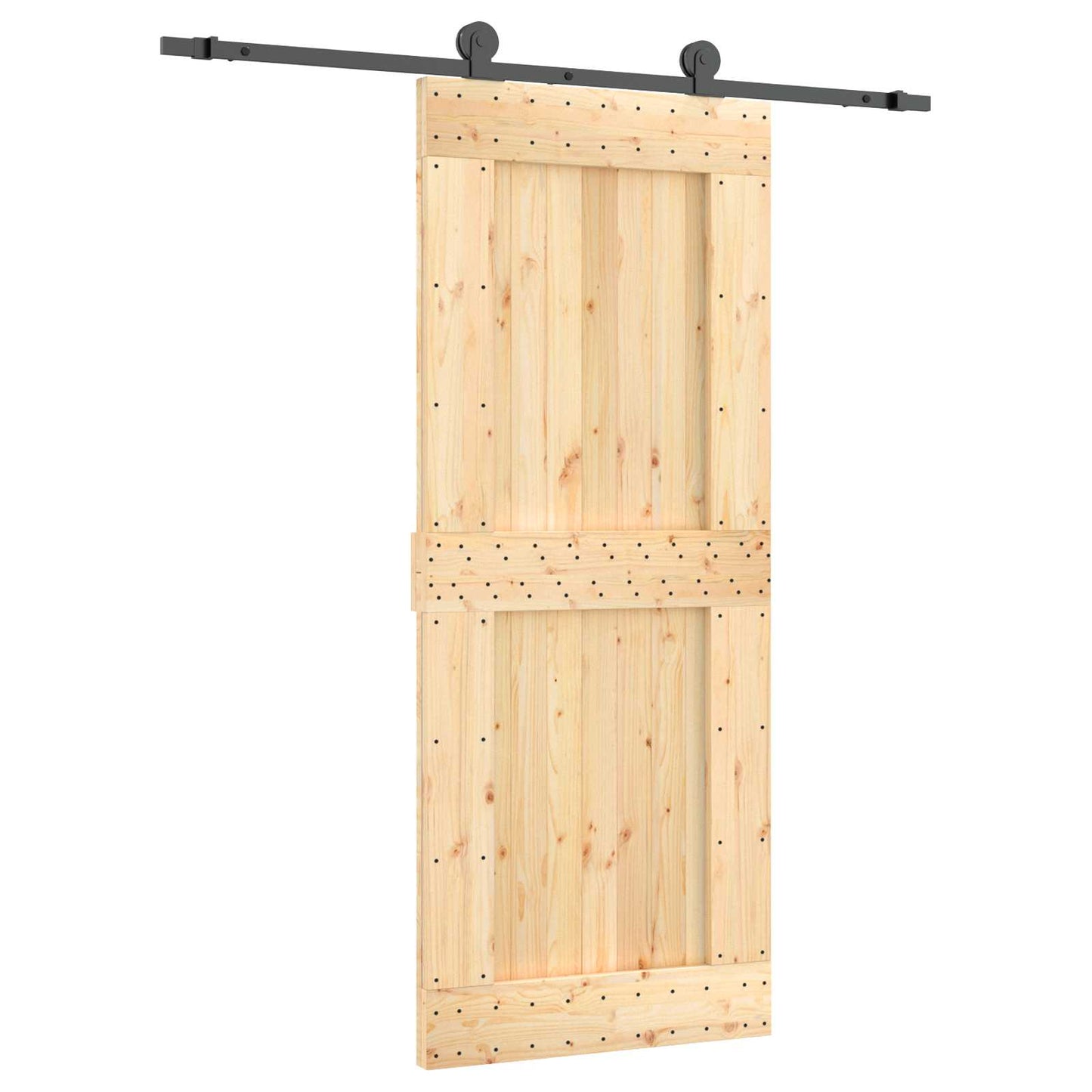 Schiebetür Natürlich und Schwarz 85 x 210 cm Massivkiefer