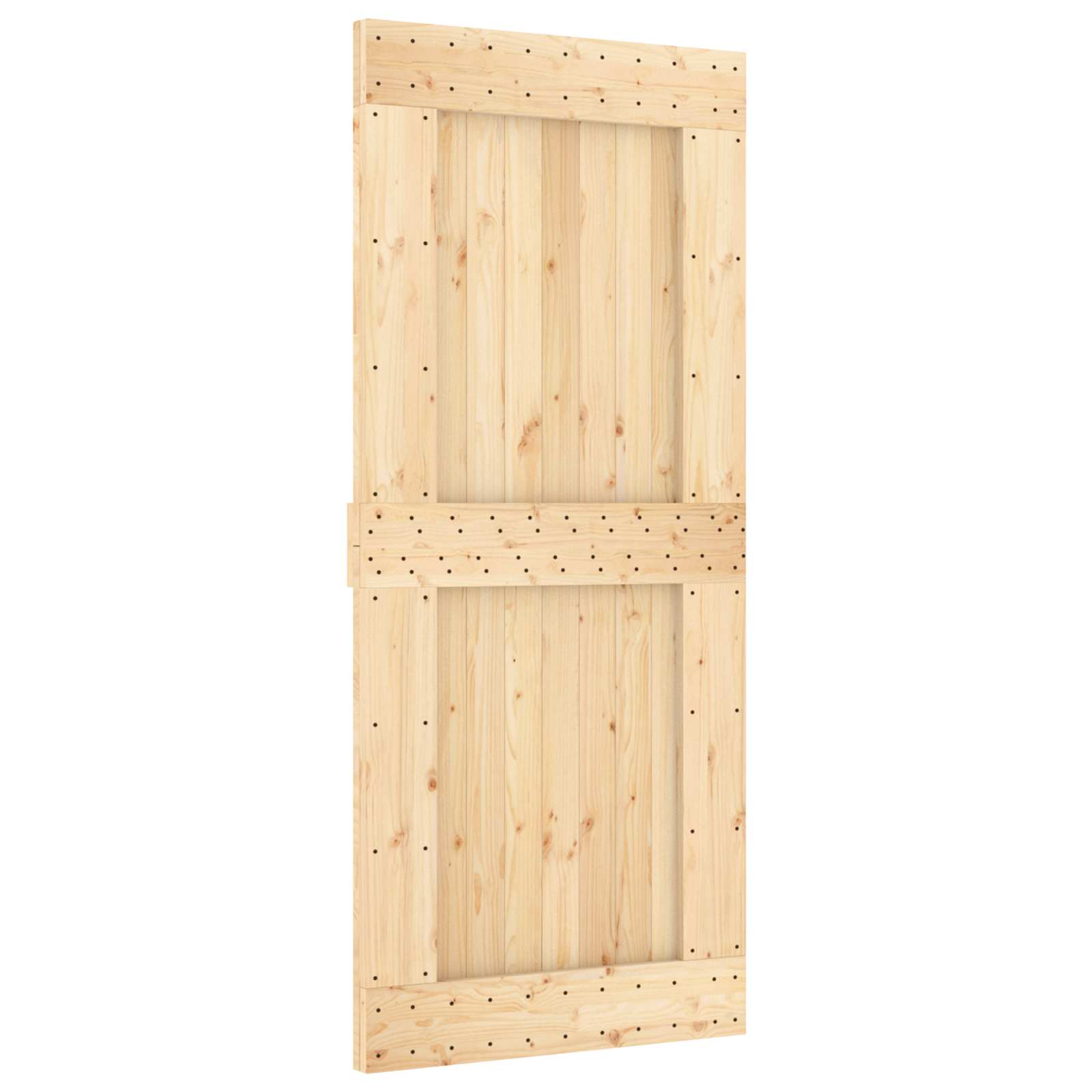 Schiebetür Natürlich und Schwarz 90 x 210 cm Massivkiefer