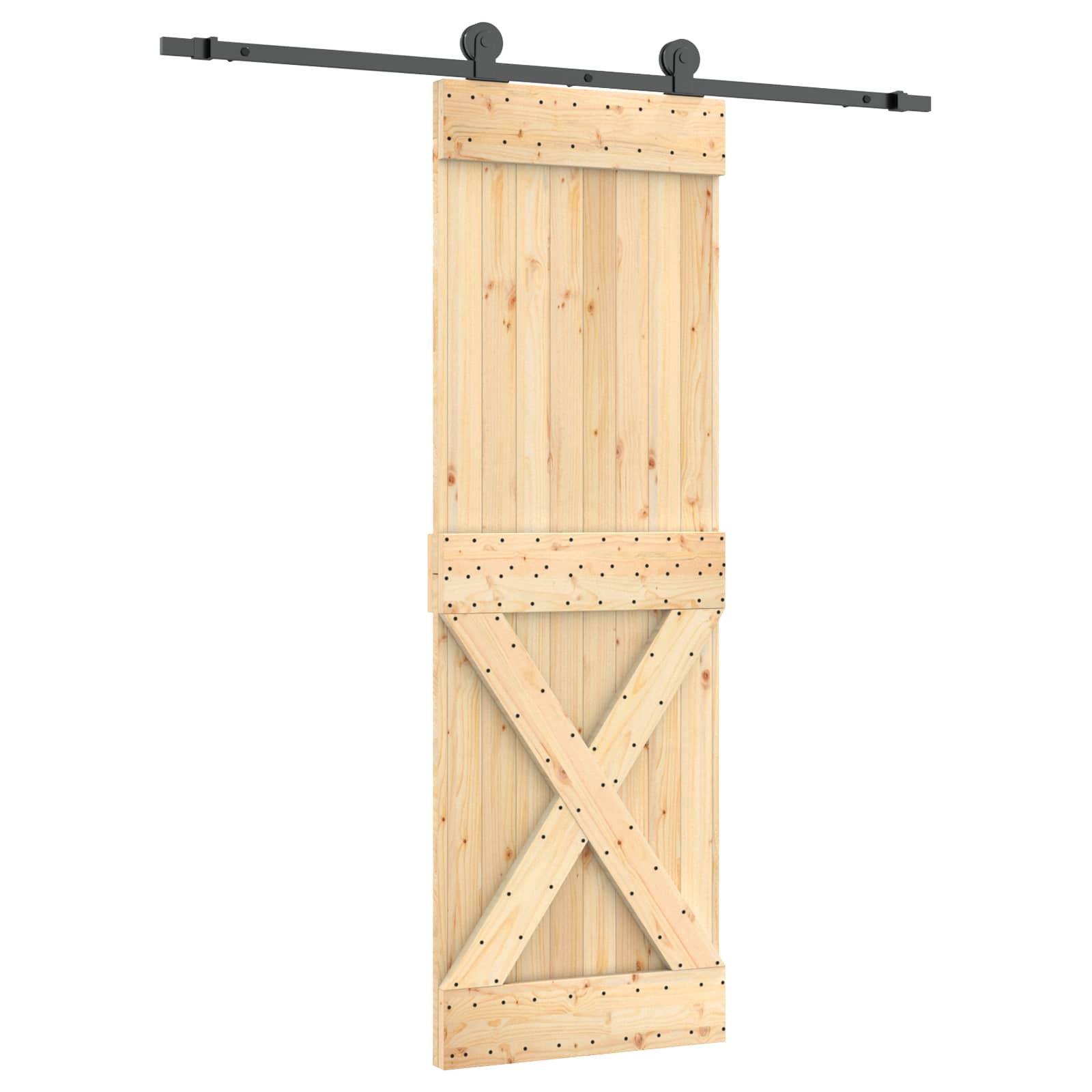 Schiebetür Natürlich und Schwarz 70 x 210 cm Massivkiefer