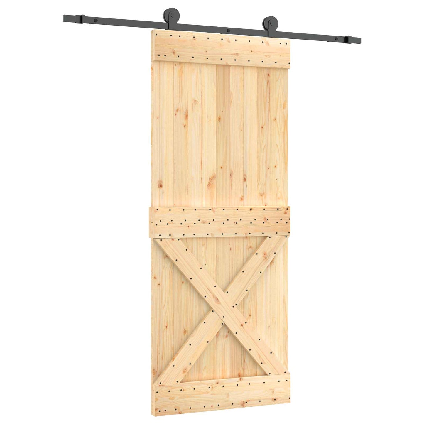 Schiebetür Natürlich und Schwarz 85 x 210 cm Massivkiefer