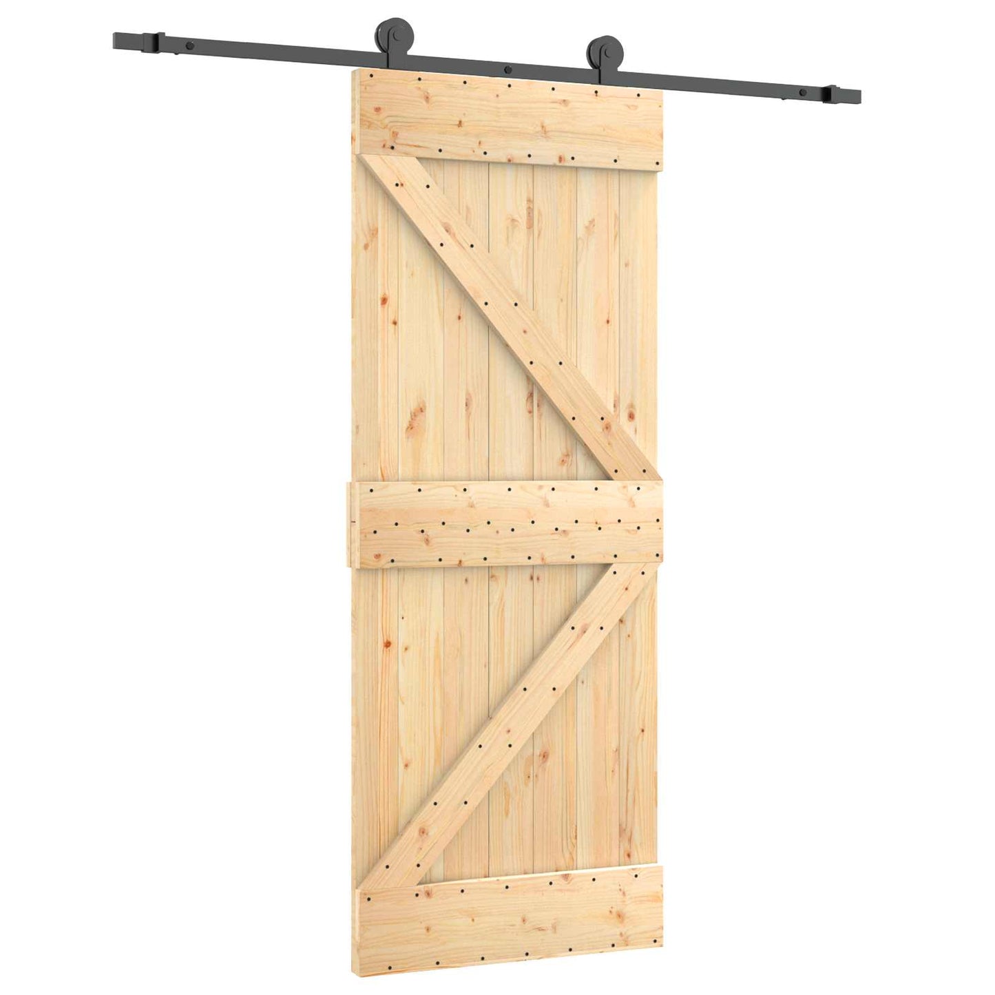 Schiebetür Natürlich und Schwarz 70 x 210 cm Massivkiefer