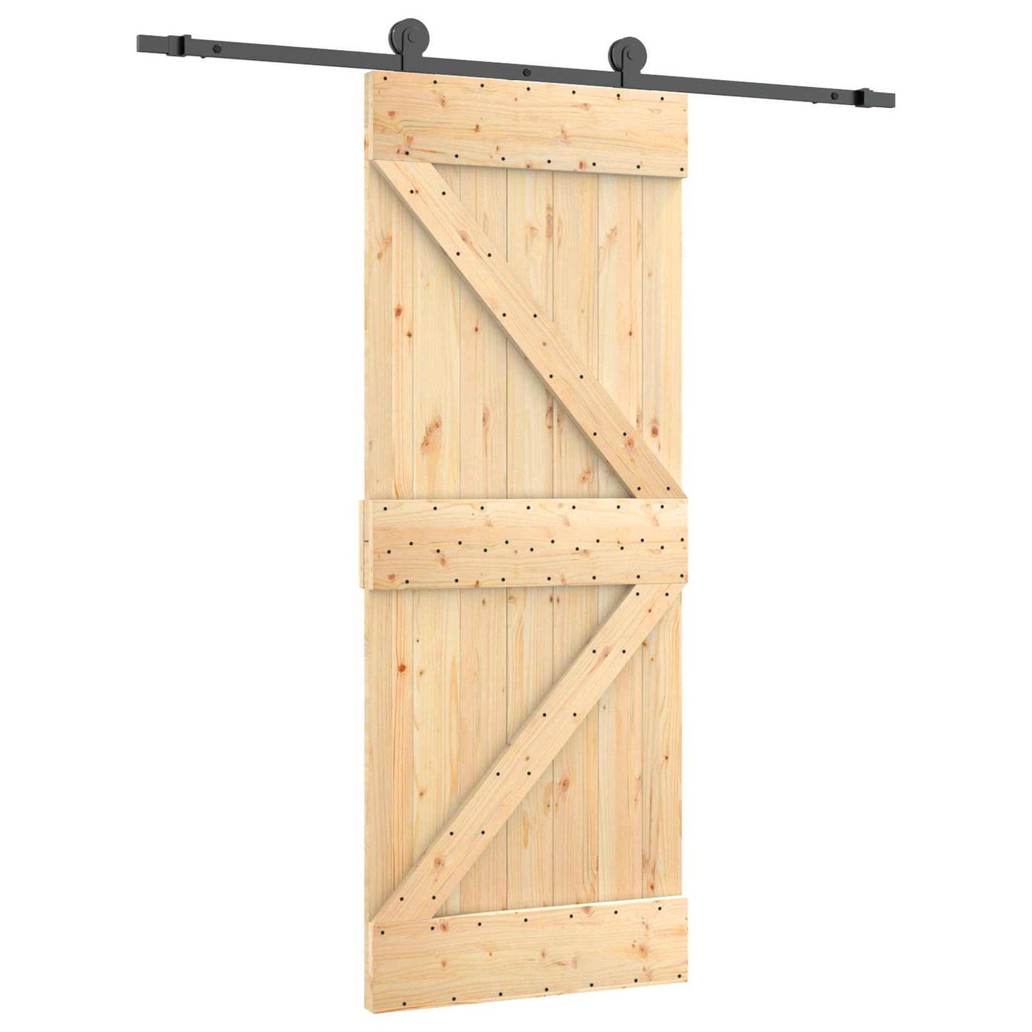 Schiebetür Natürlich und Schwarz 85 x 210 cm Massivkiefer