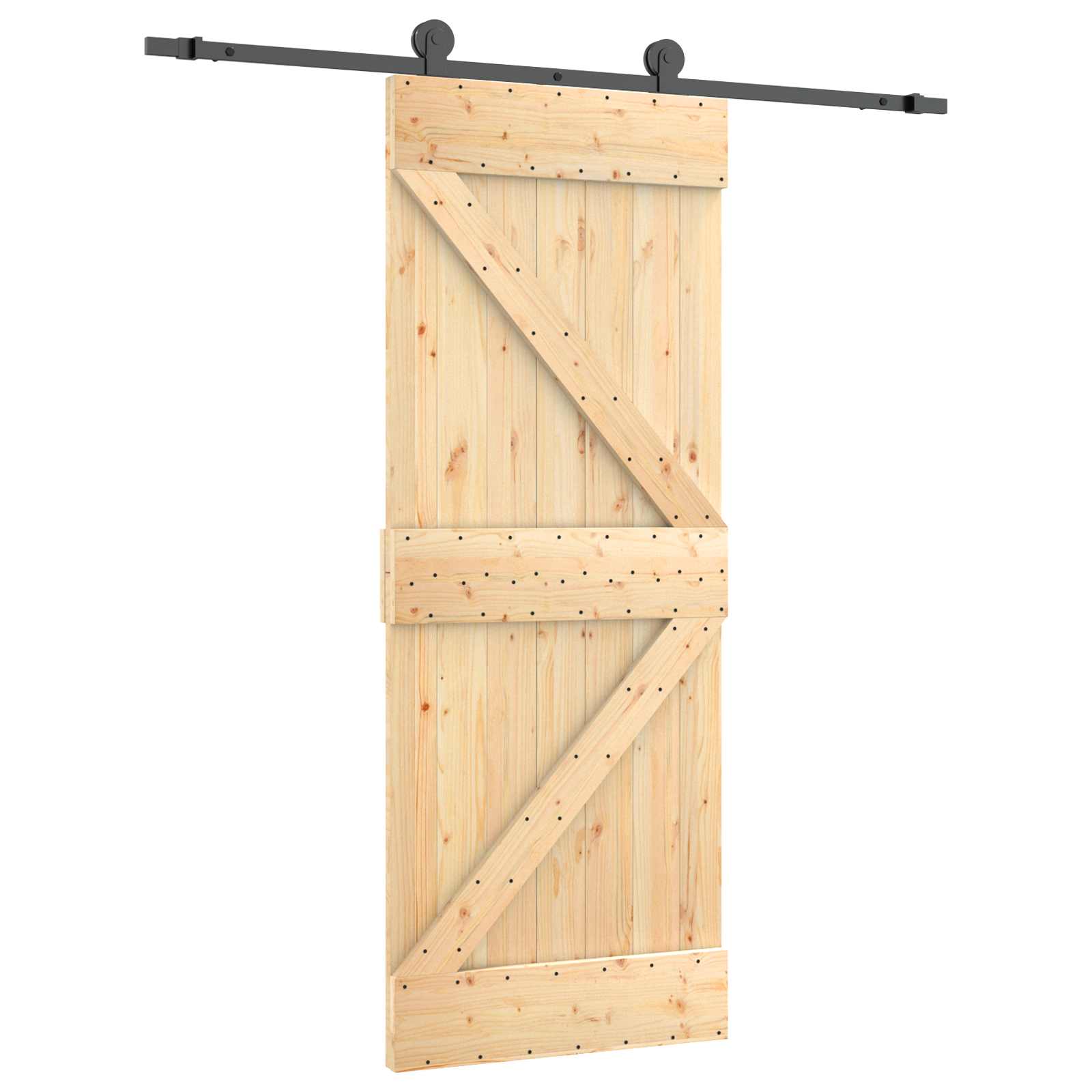 Schiebetür Natürlich und Schwarz 85 x 210 cm Massivkiefer