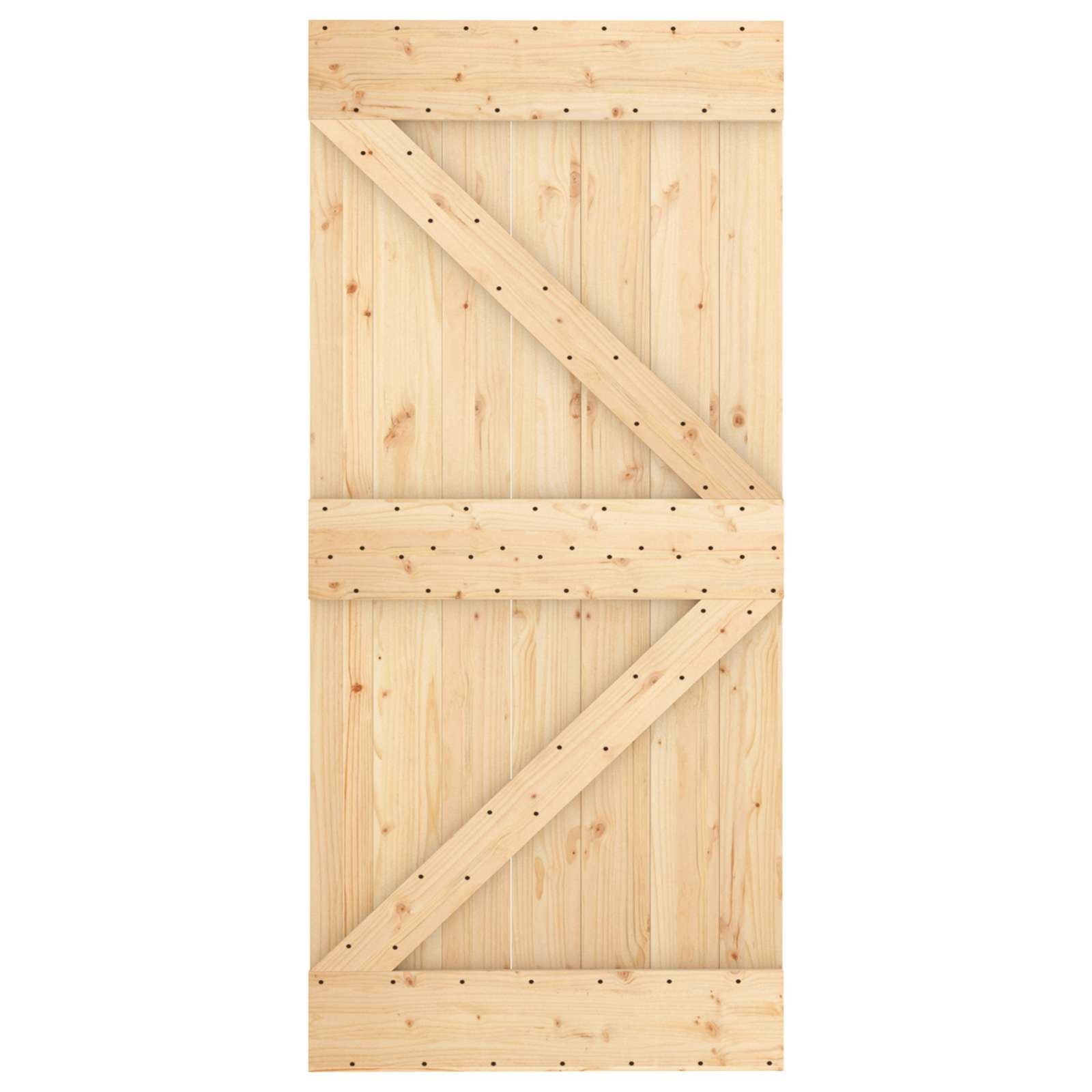 Schiebetür Natürlich und Schwarz 95 x 210 cm Massivkiefer