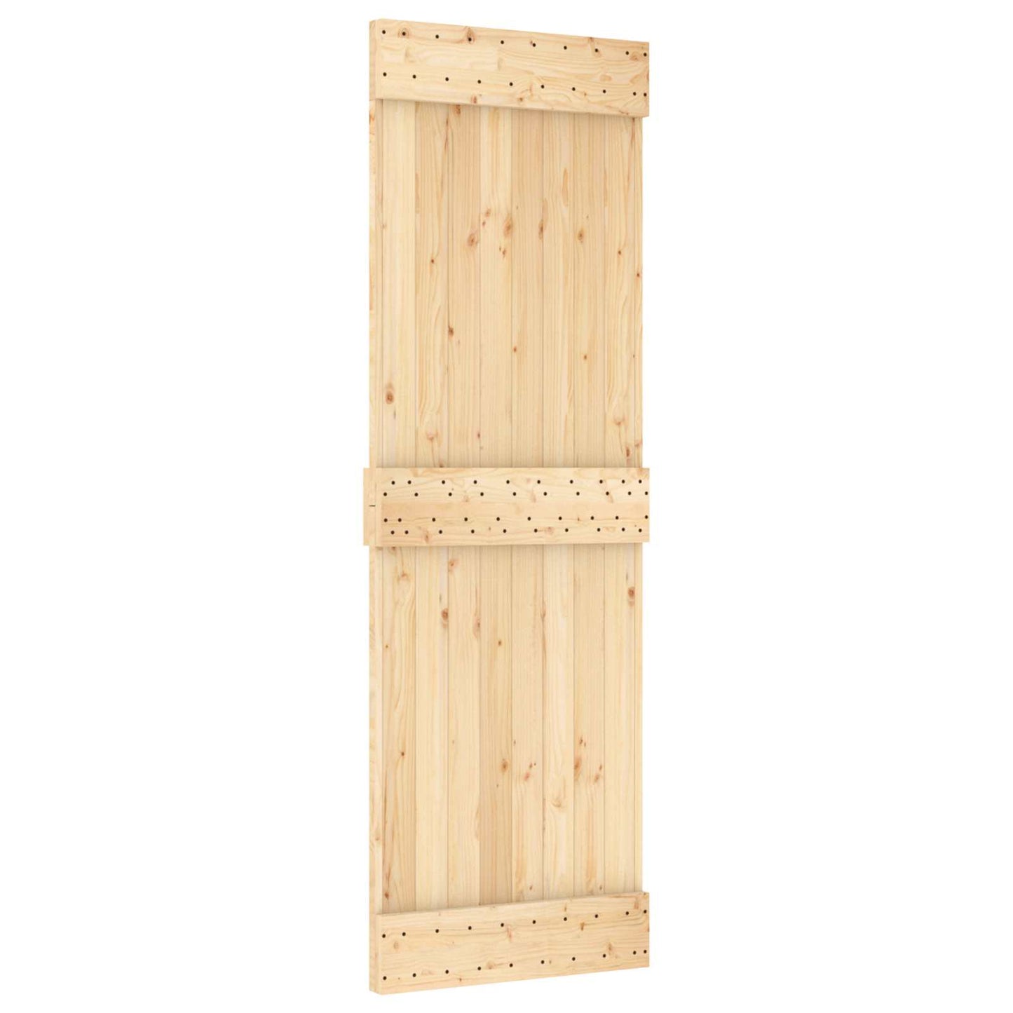 Schiebetür Natürlich und Schwarz 70 x 210 cm Massivkiefer