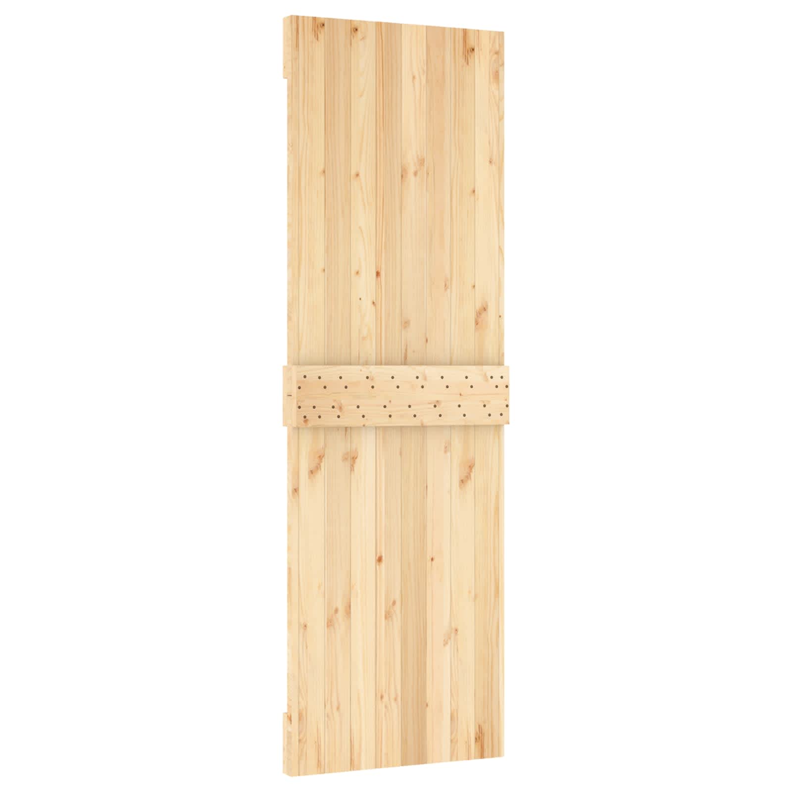 Schiebetür Natürlich und Schwarz 70 x 210 cm Massivkiefer