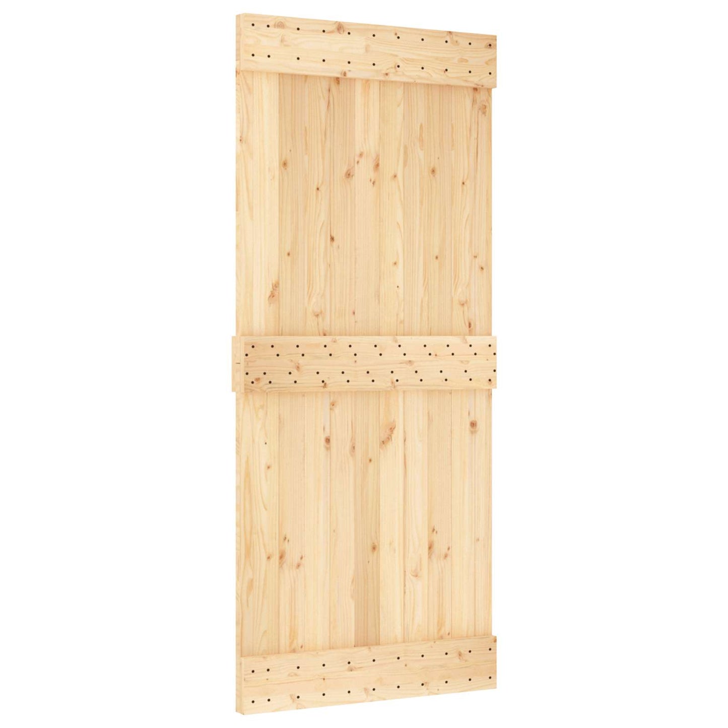 Schiebetür Natürlich und Schwarz 90 x 210 cm Massivkiefer