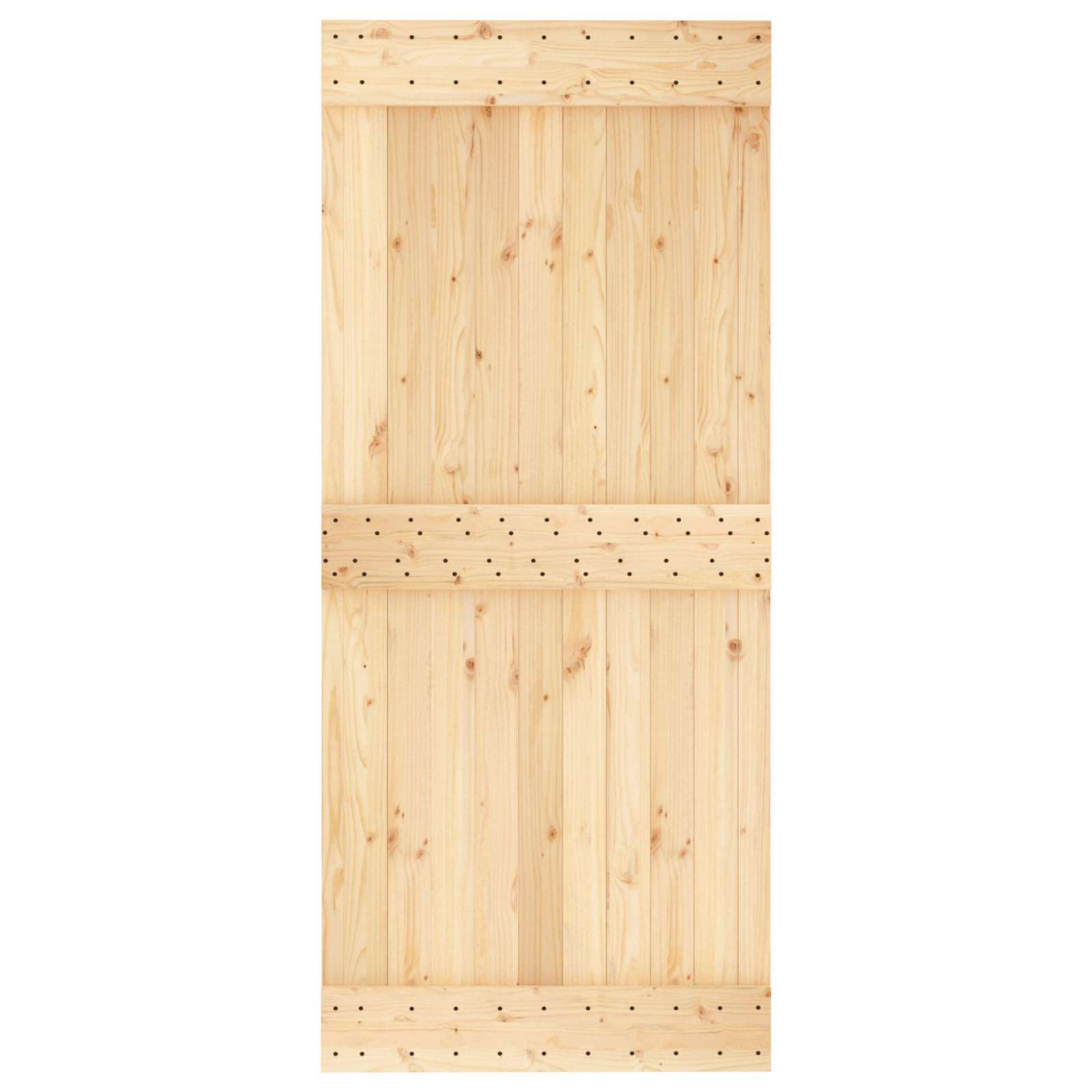 Schiebetür Natürlich und Schwarz 90 x 210 cm Massivkiefer