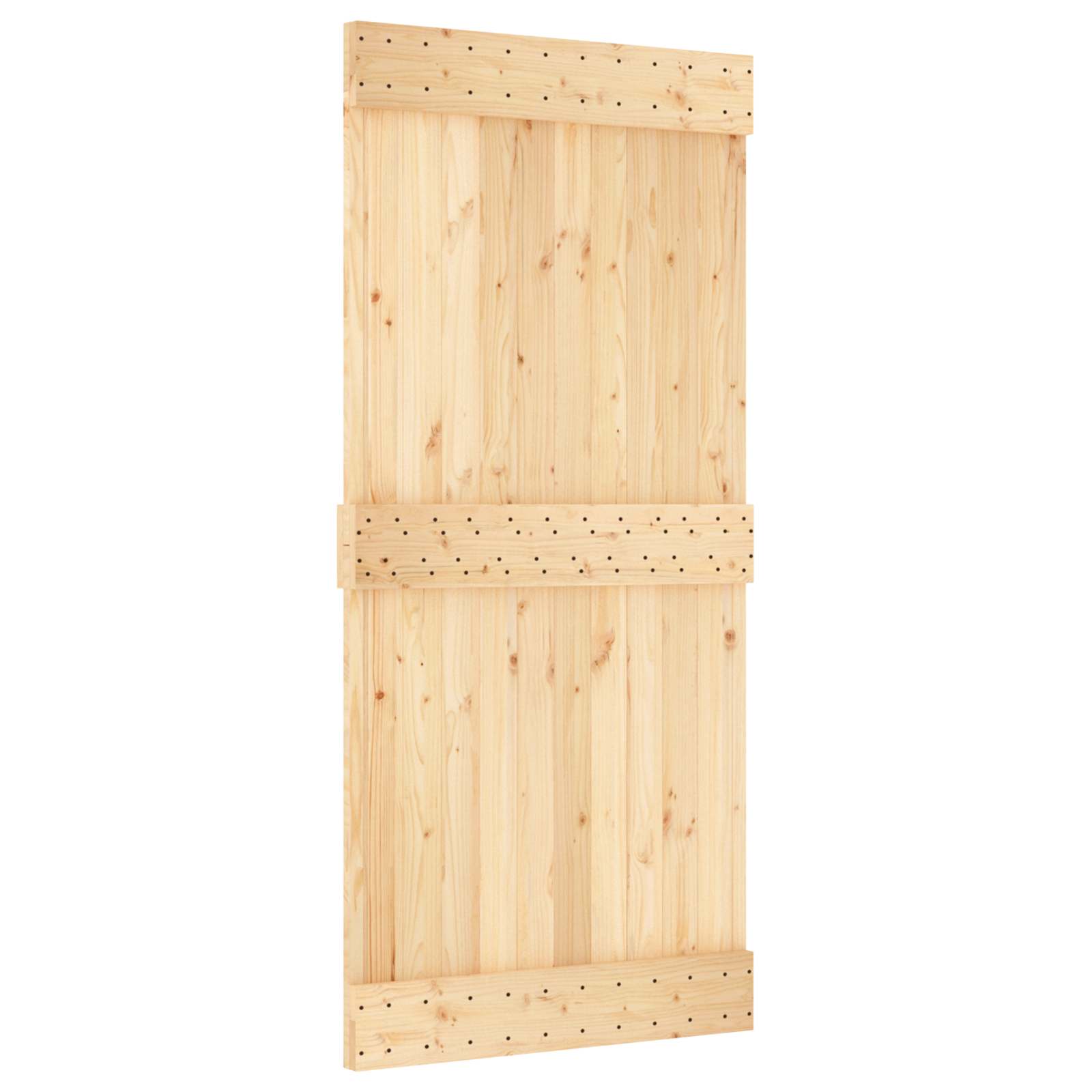 Schiebetür Natürlich und Schwarz 95 x 210 cm Massivkiefer