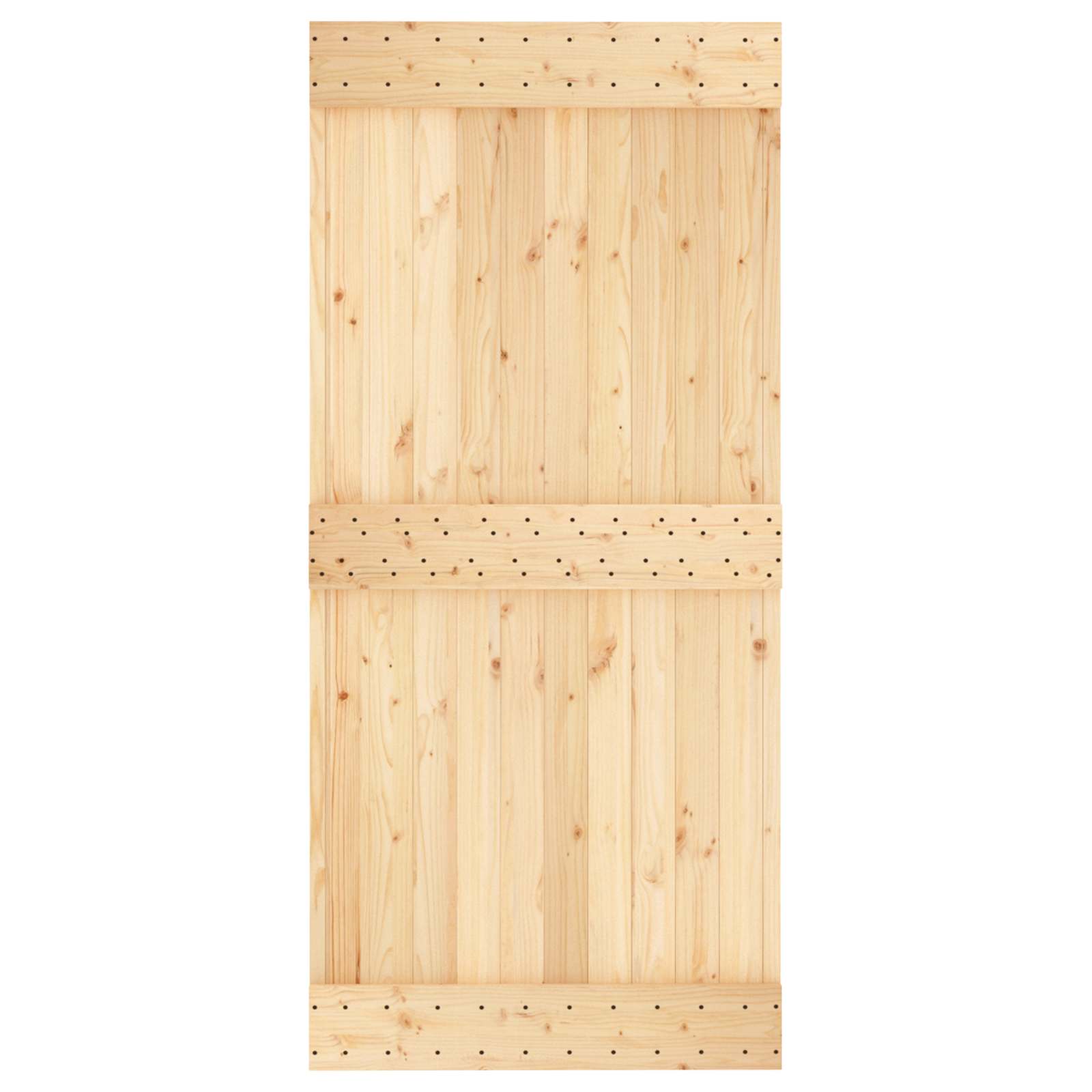 Schiebetür Natürlich und Schwarz 95 x 210 cm Massivkiefer