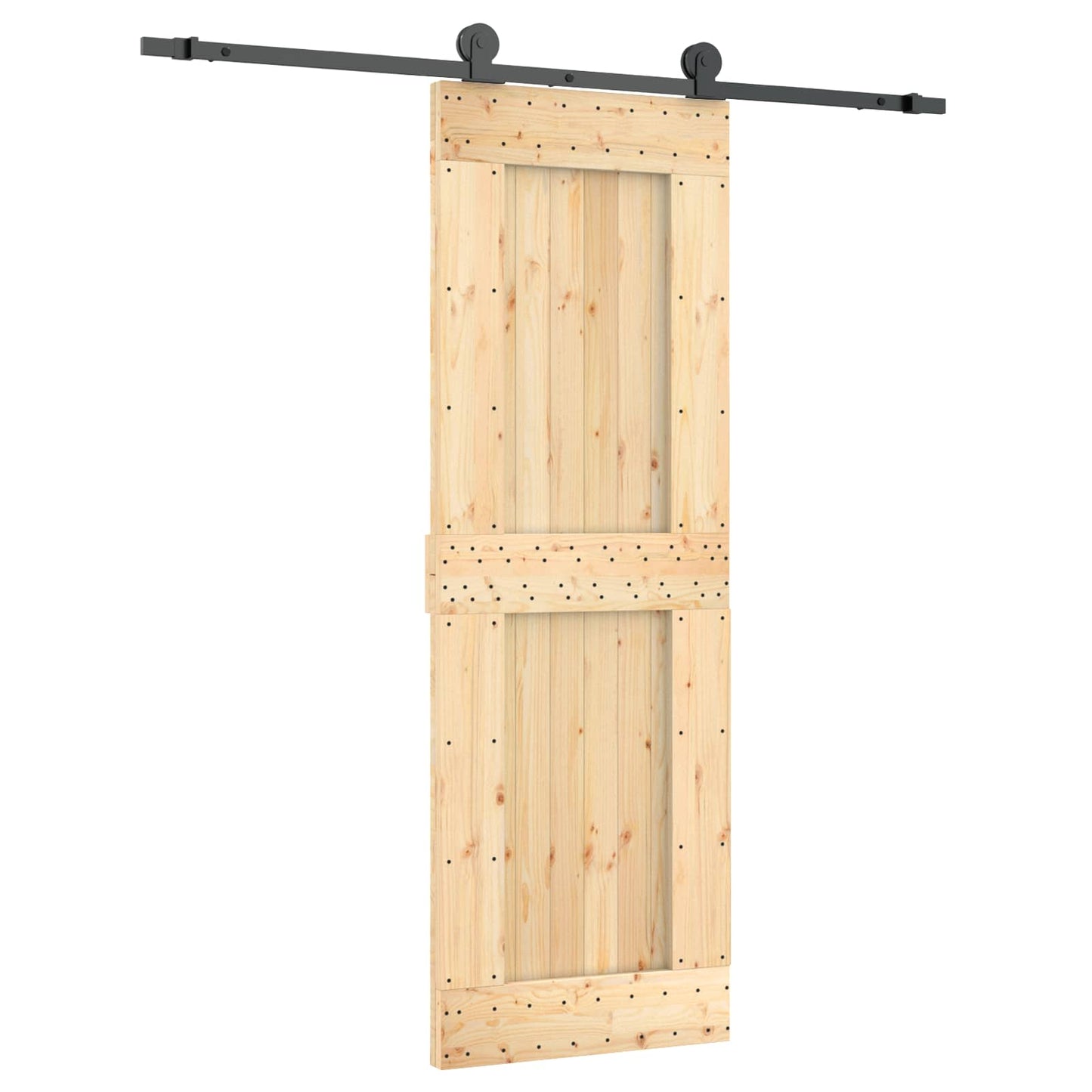 Schiebetür Natürlich und Schwarz 70 x 210 cm Massivkiefer