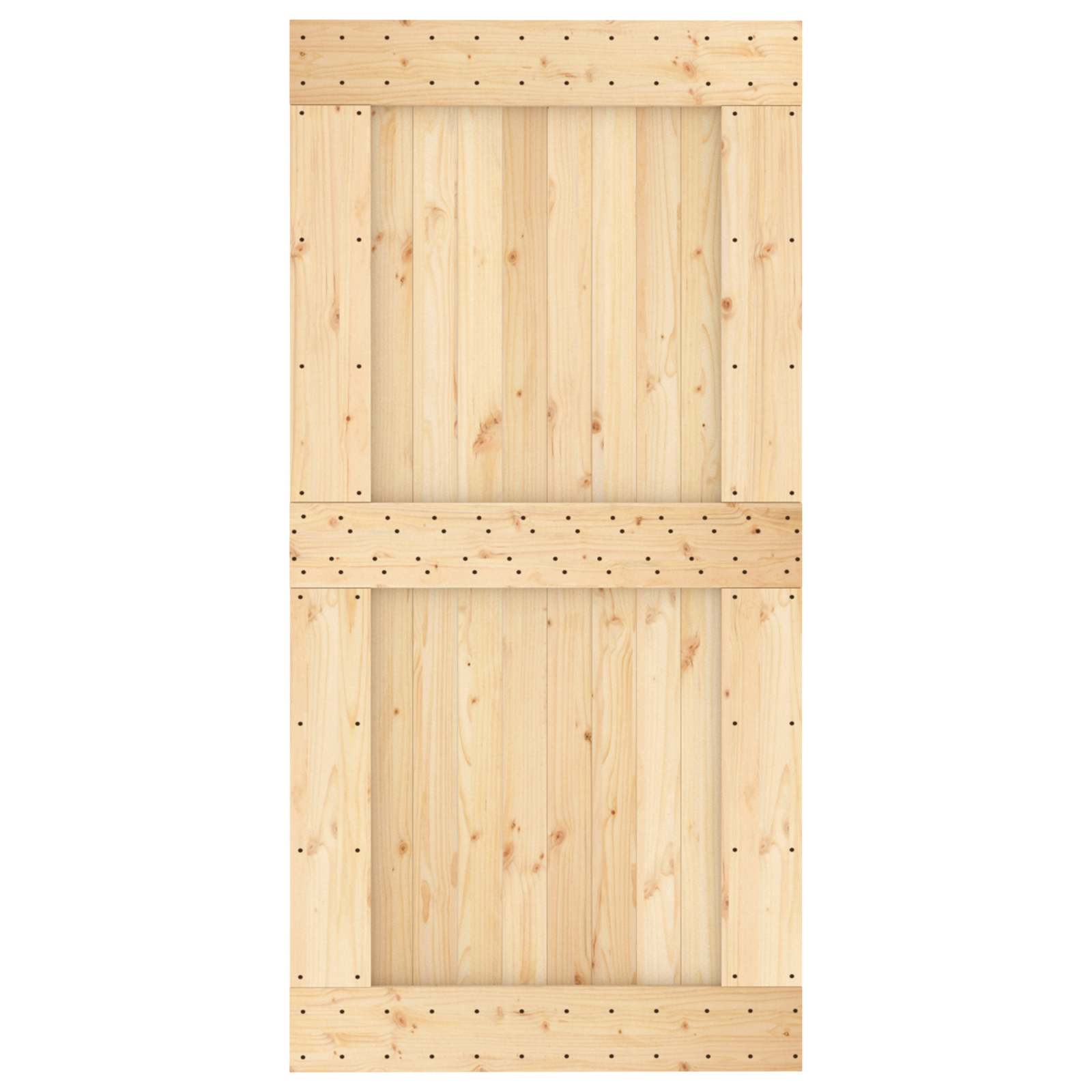 Schiebetür Natürlich und Schwarz 100 x 210 cm Massivkiefer