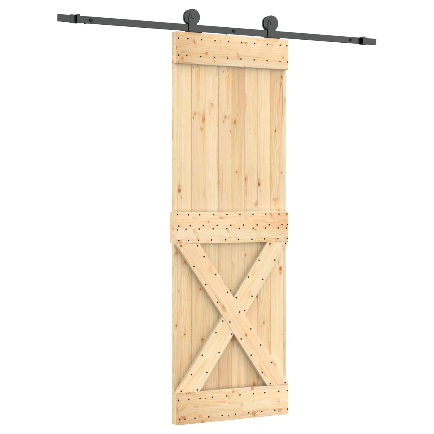 Schiebetür Natürlich und Schwarz 70 x 210 cm Massivkiefer