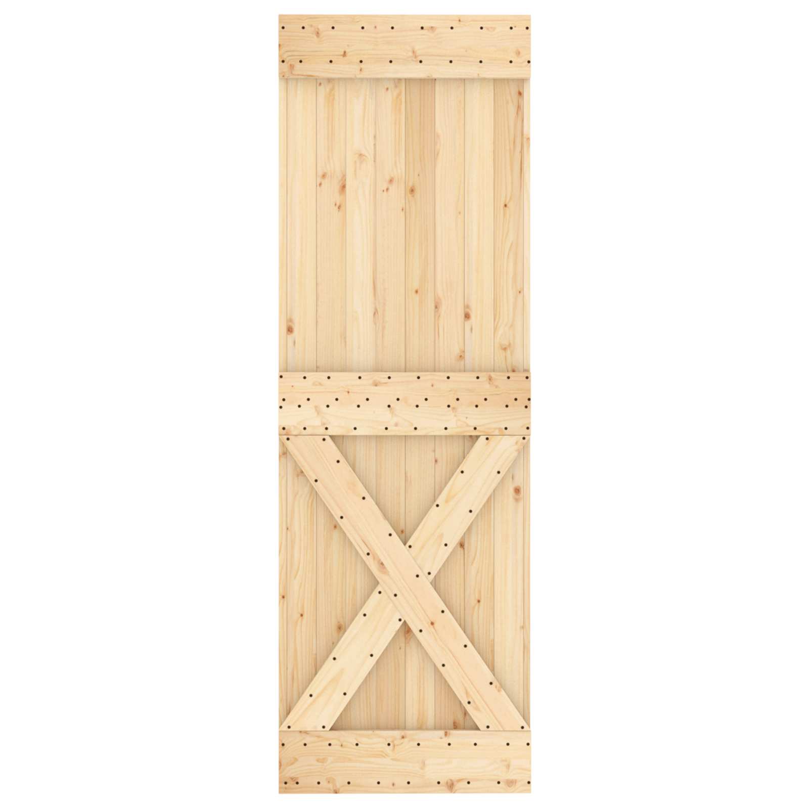 Schiebetür Natürlich und Schwarz 70 x 210 cm Massivkiefer