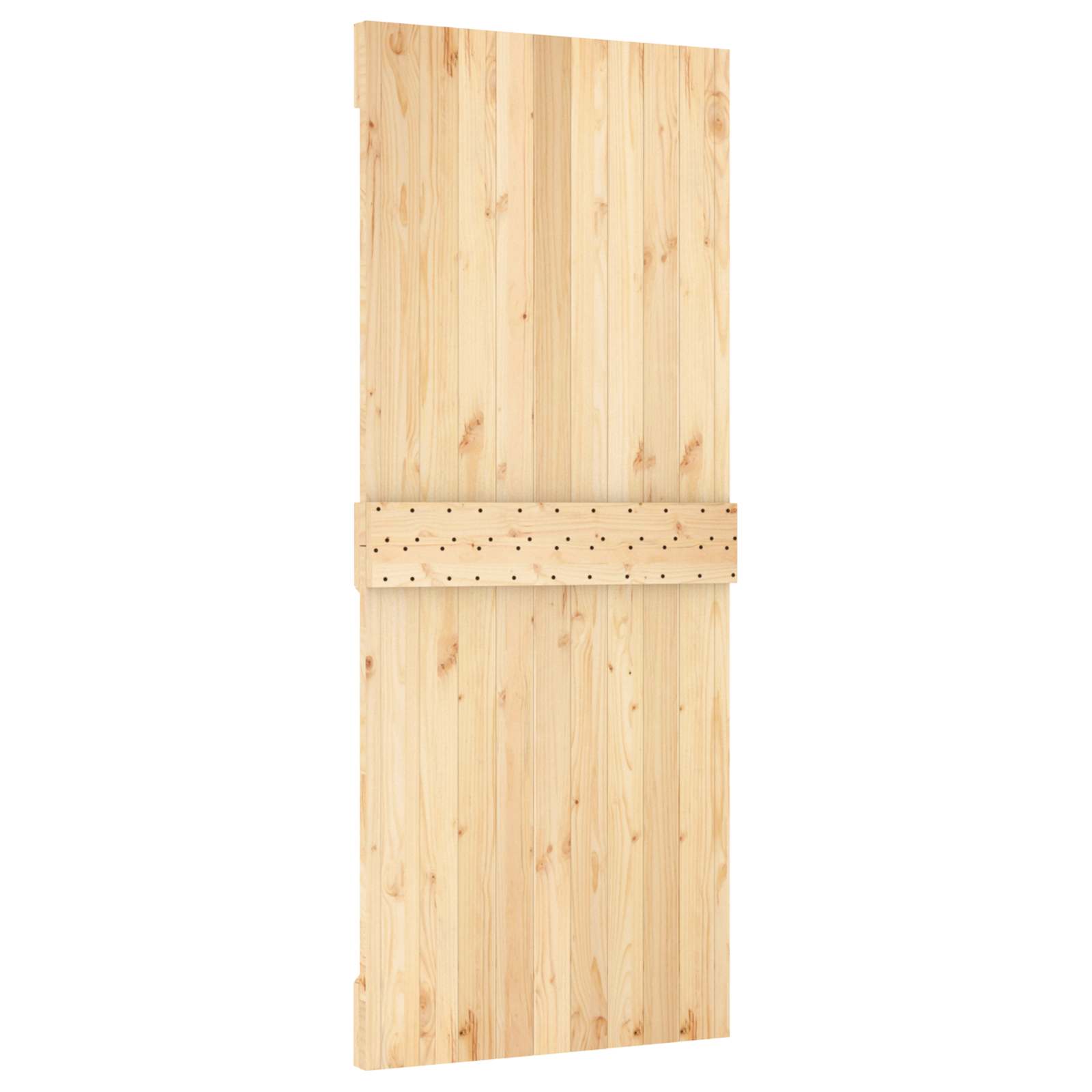 Schiebetür Natürlich und Schwarz 85 x 210 cm Massivkiefer