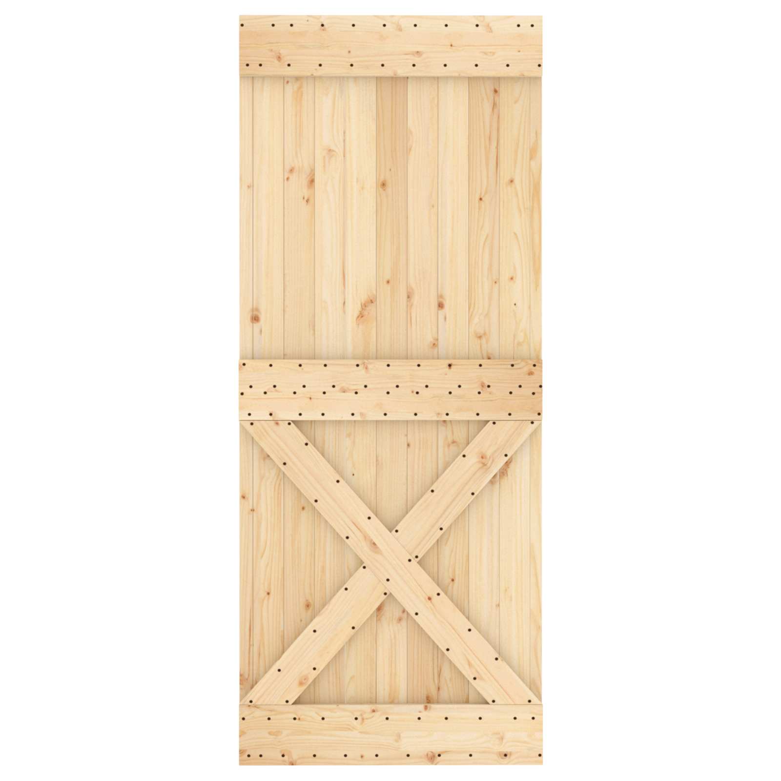 Schiebetür Natürlich und Schwarz 85 x 210 cm Massivkiefer