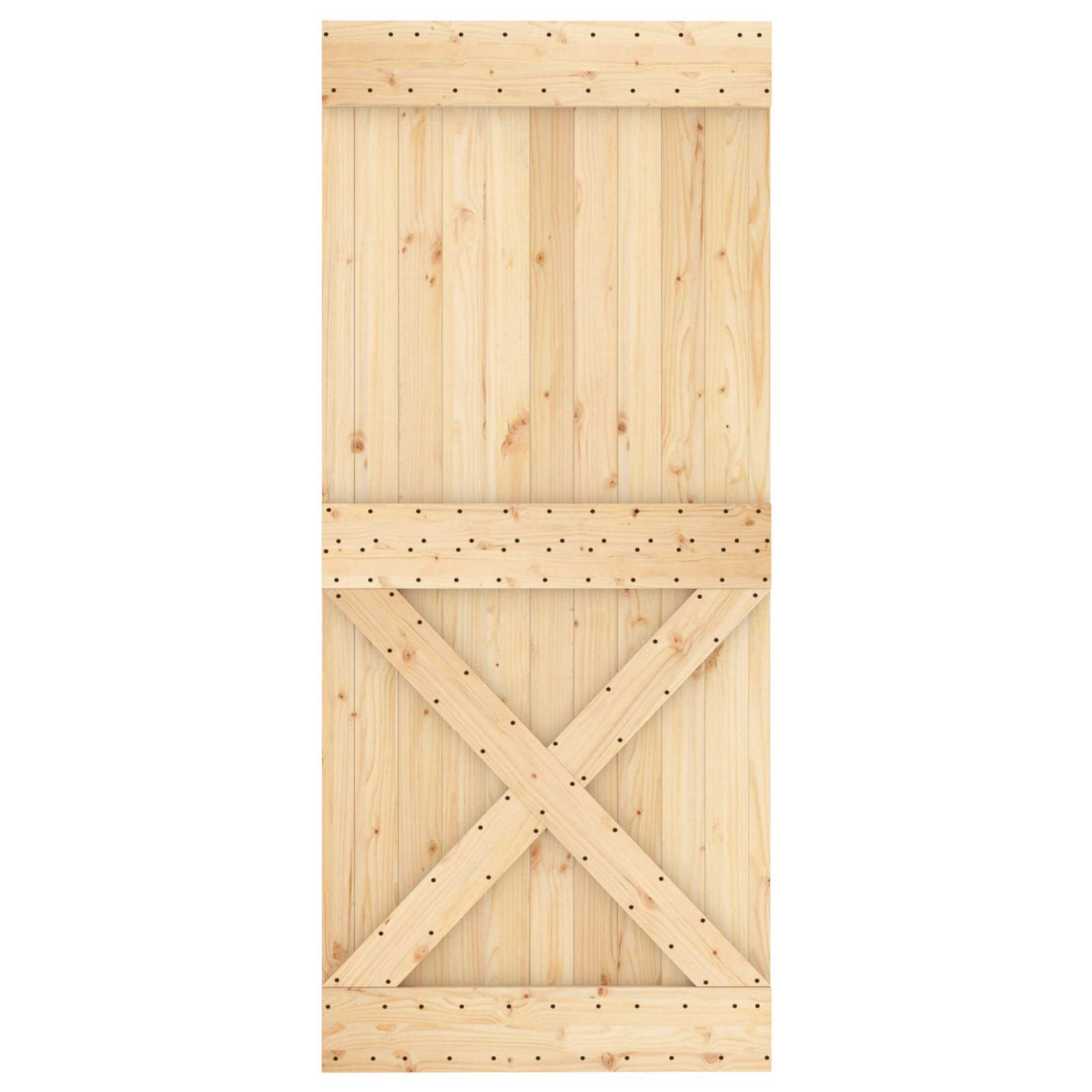 Schiebetür Natürlich und Schwarz 90 x 210 cm Massivkiefer