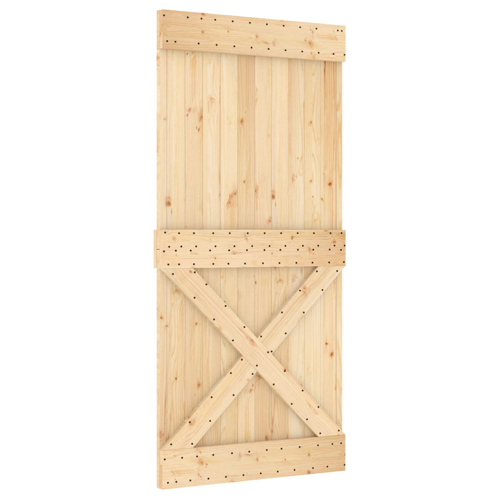 Schiebetür Natürlich und Schwarz 95 x 210 cm Massivkiefer