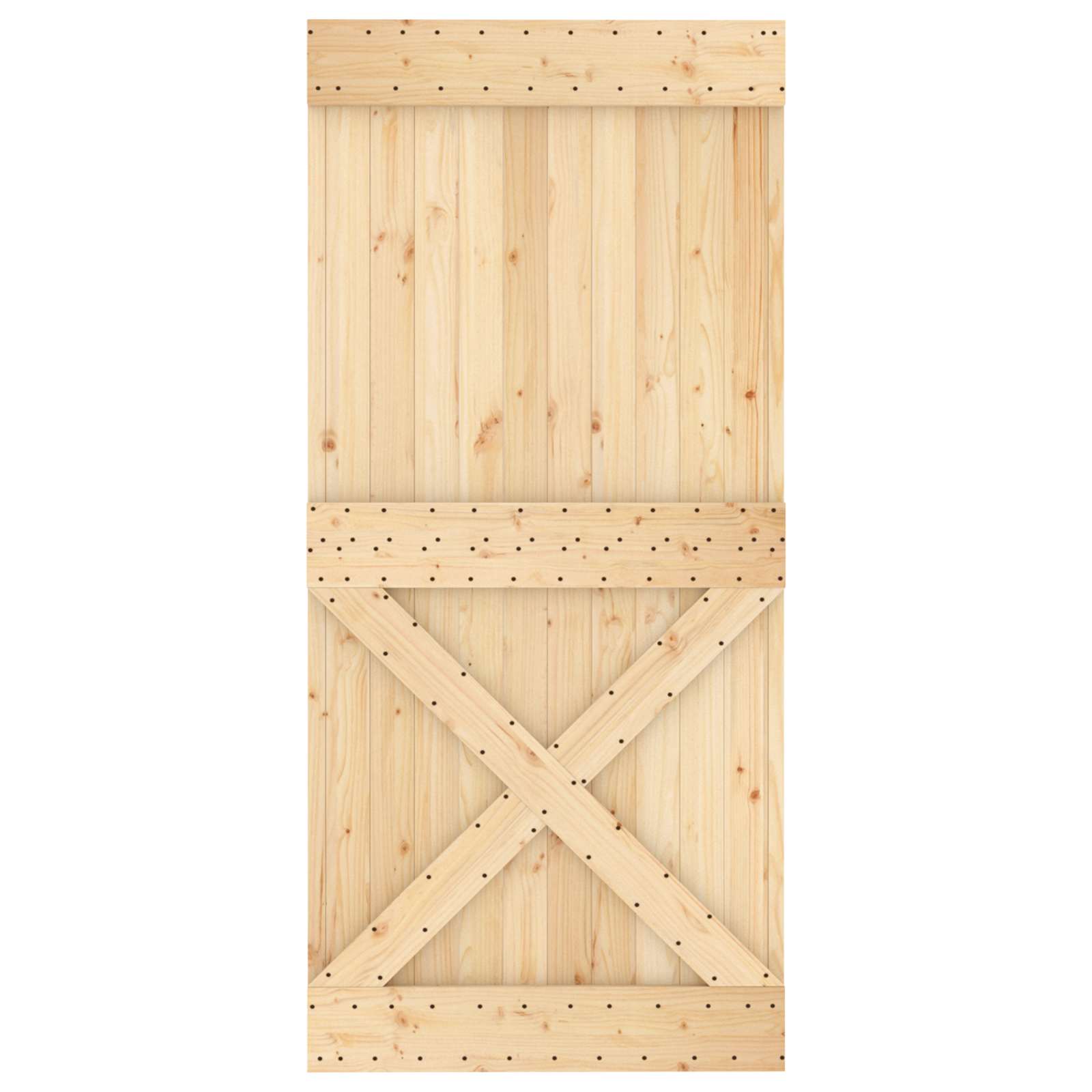 Schiebetür Natürlich und Schwarz 95 x 210 cm Massivkiefer