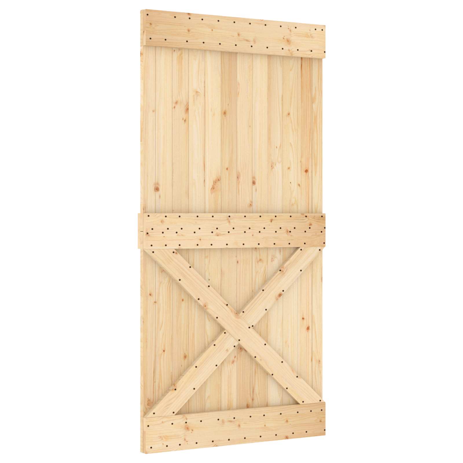 Schiebetür Natürlich und Schwarz 100 x 210 cm Massivkiefer
