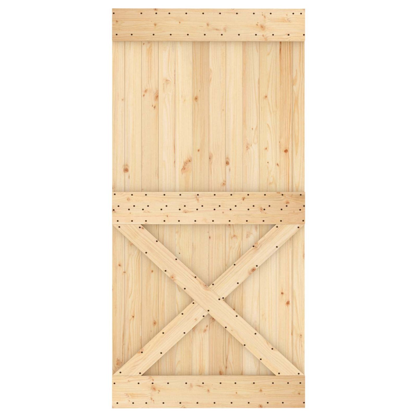 Schiebetür Natürlich und Schwarz 100 x 210 cm Massivkiefer