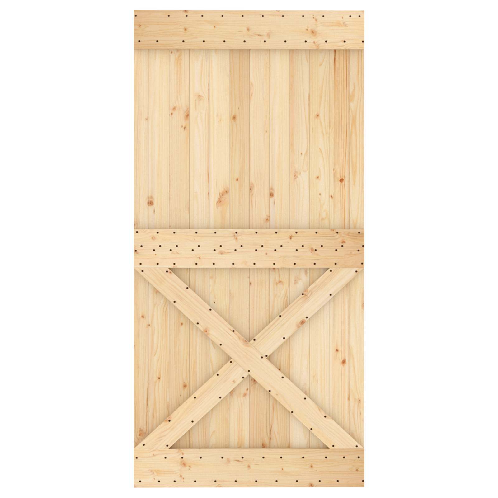 Schiebetür Natürlich und Schwarz 100 x 210 cm Massivkiefer