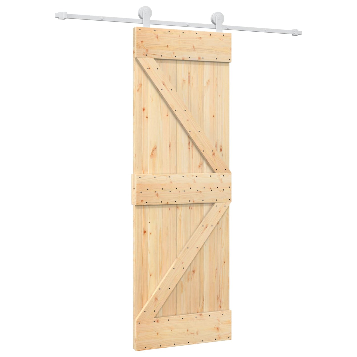 Schiebetür Natürlich und Weiß 70 x 210 cm Massivkiefer