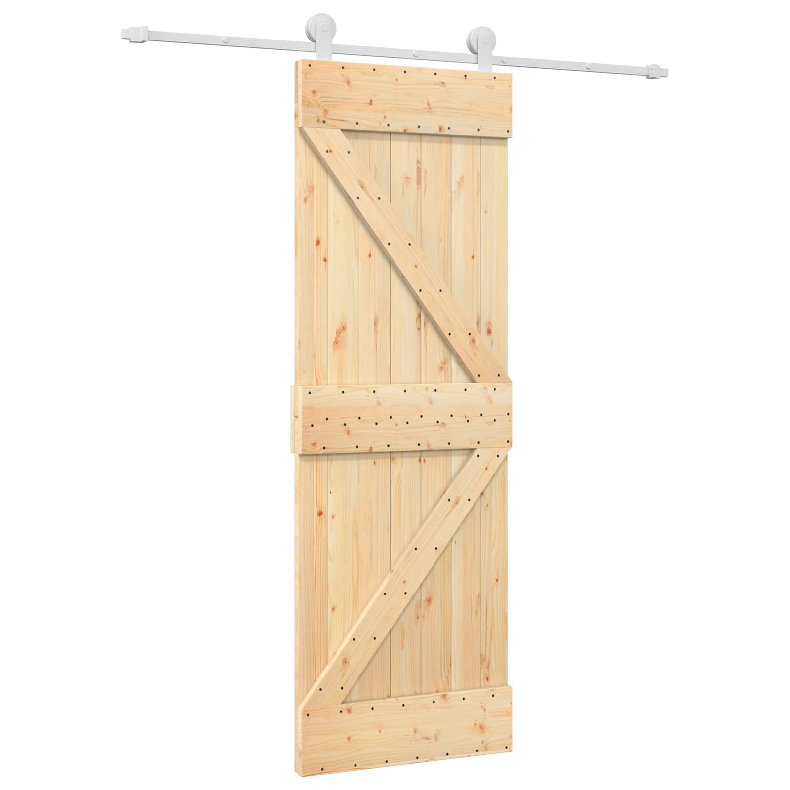 Schiebetür Natürlich und Weiß 70 x 210 cm Massivkiefer