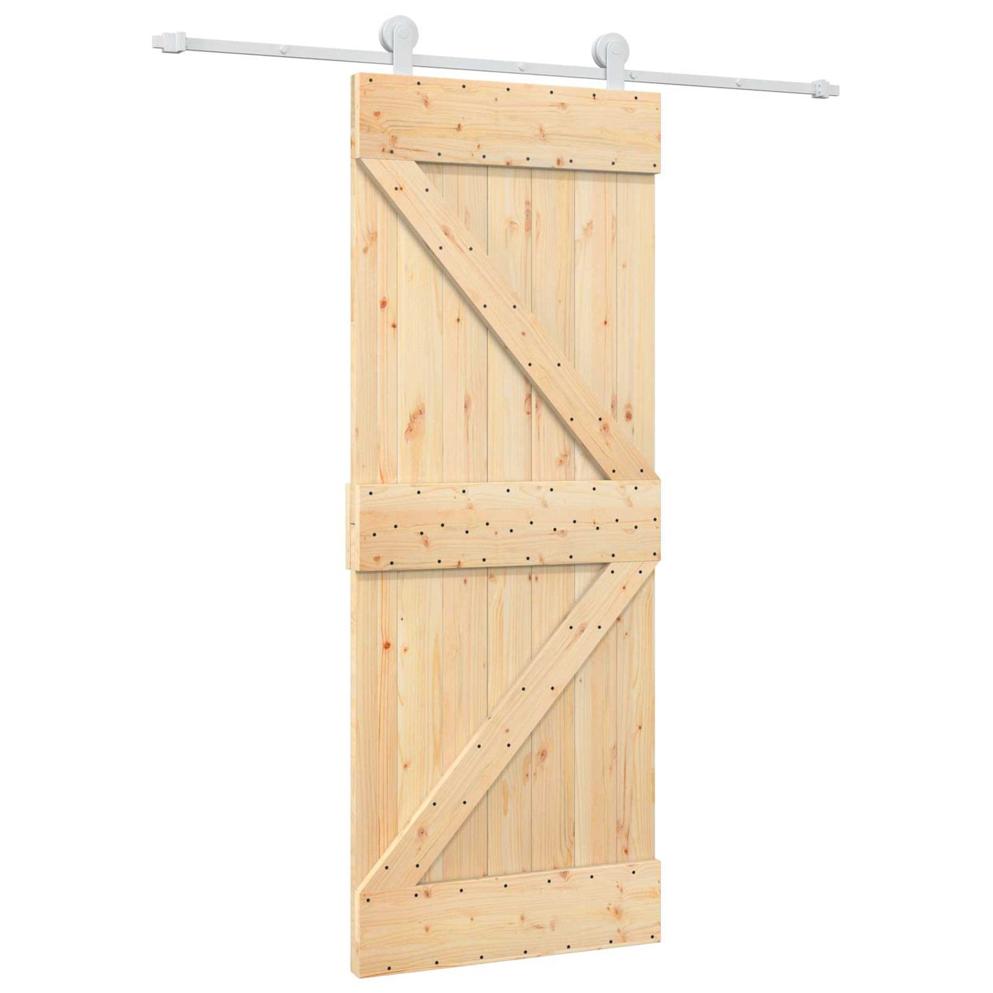 Schiebetür Natürlich und Weiß 80 x 210 cm Massives Kiefernholz