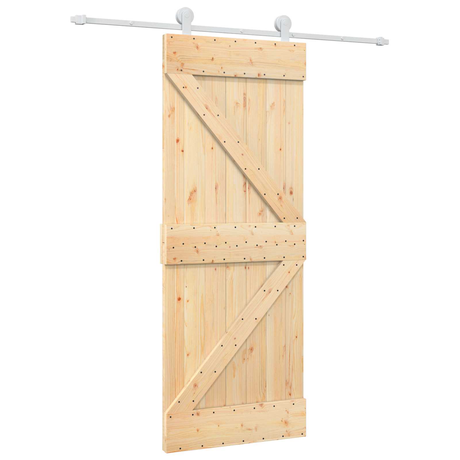 Schiebetür Natürlich und Weiß 80 x 210 cm Massives Kiefernholz