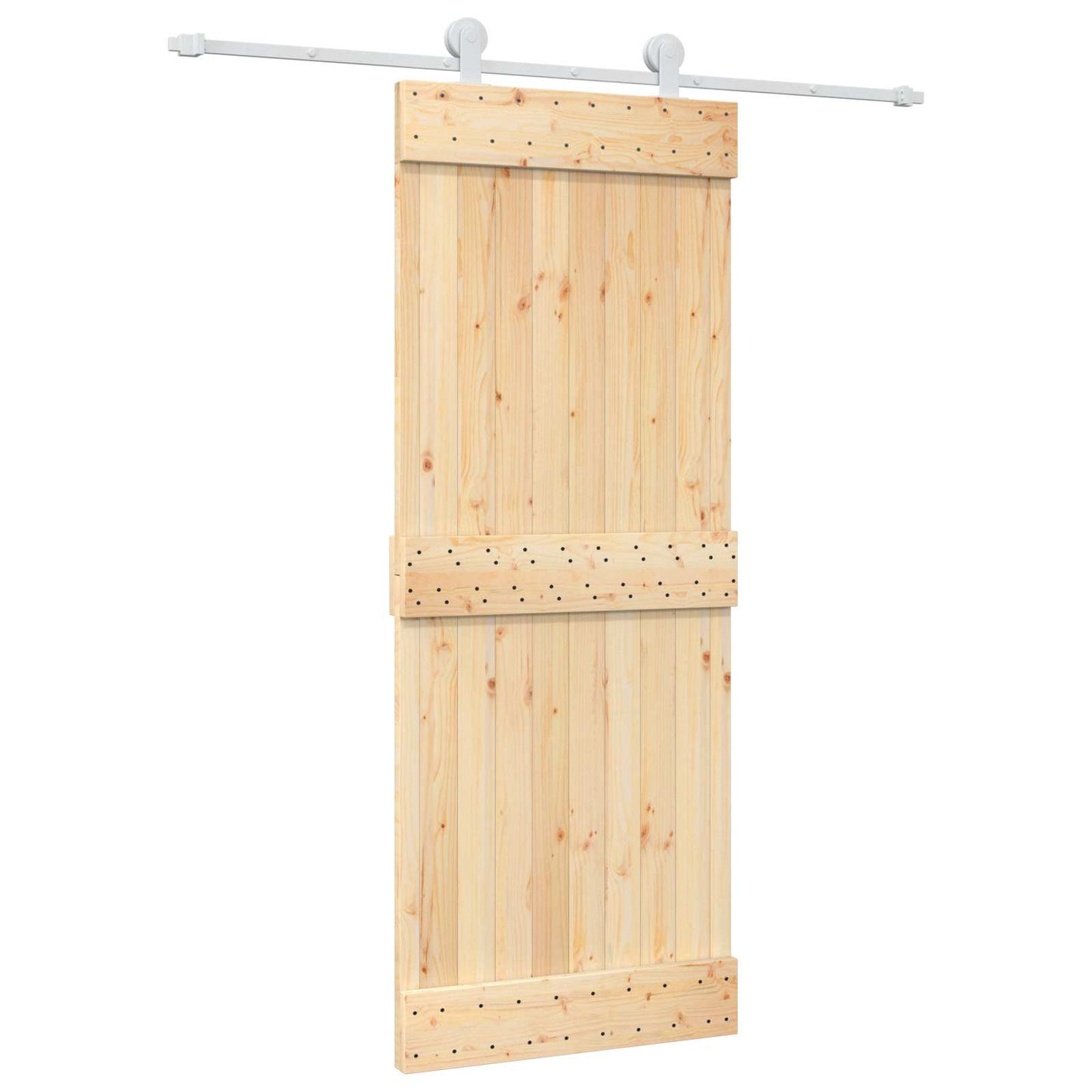 Schiebetür Natürlich und Weiß 80 x 210 cm Massivkiefer