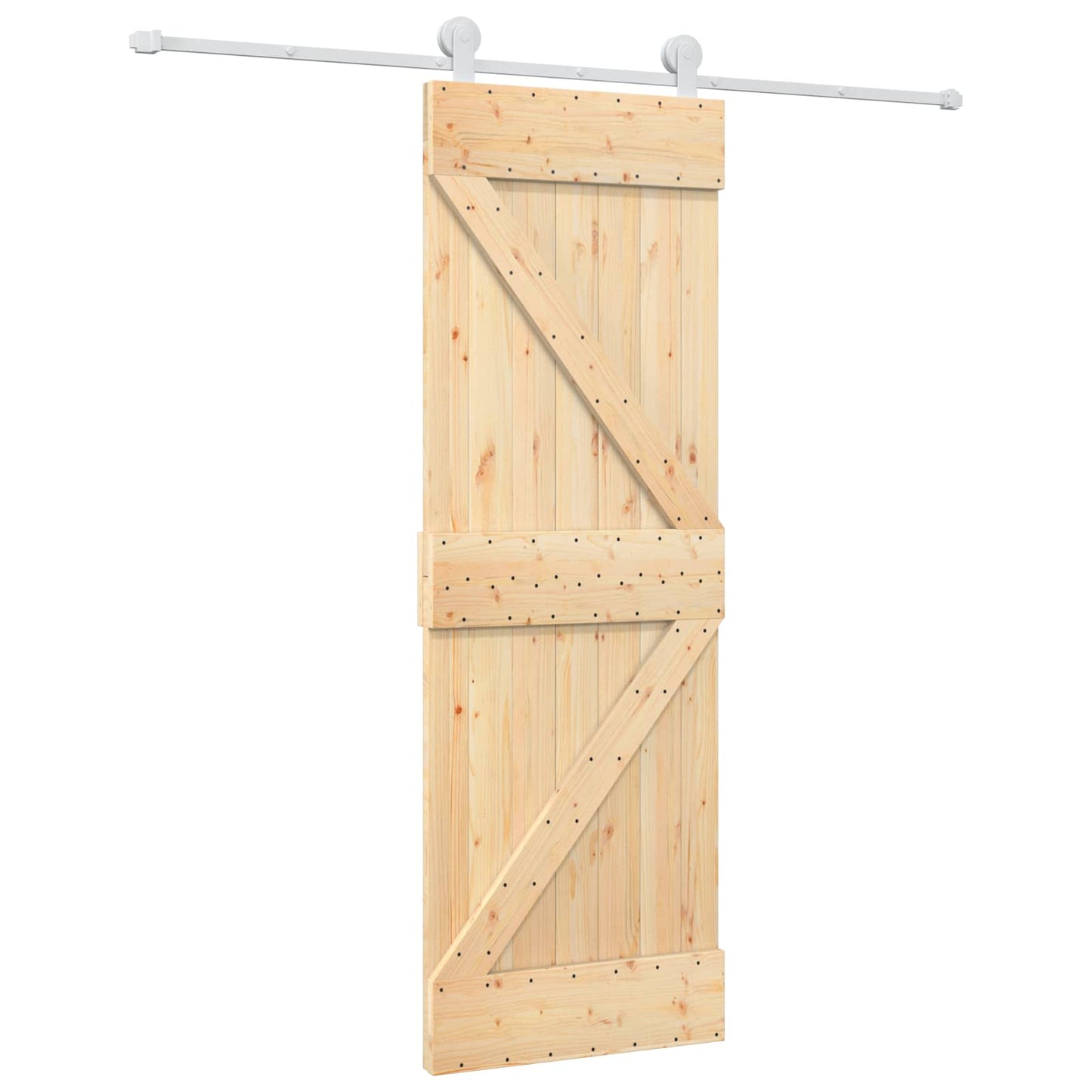 Schiebetür Natürlich und Weiß 70 x 210 cm Massivkiefer