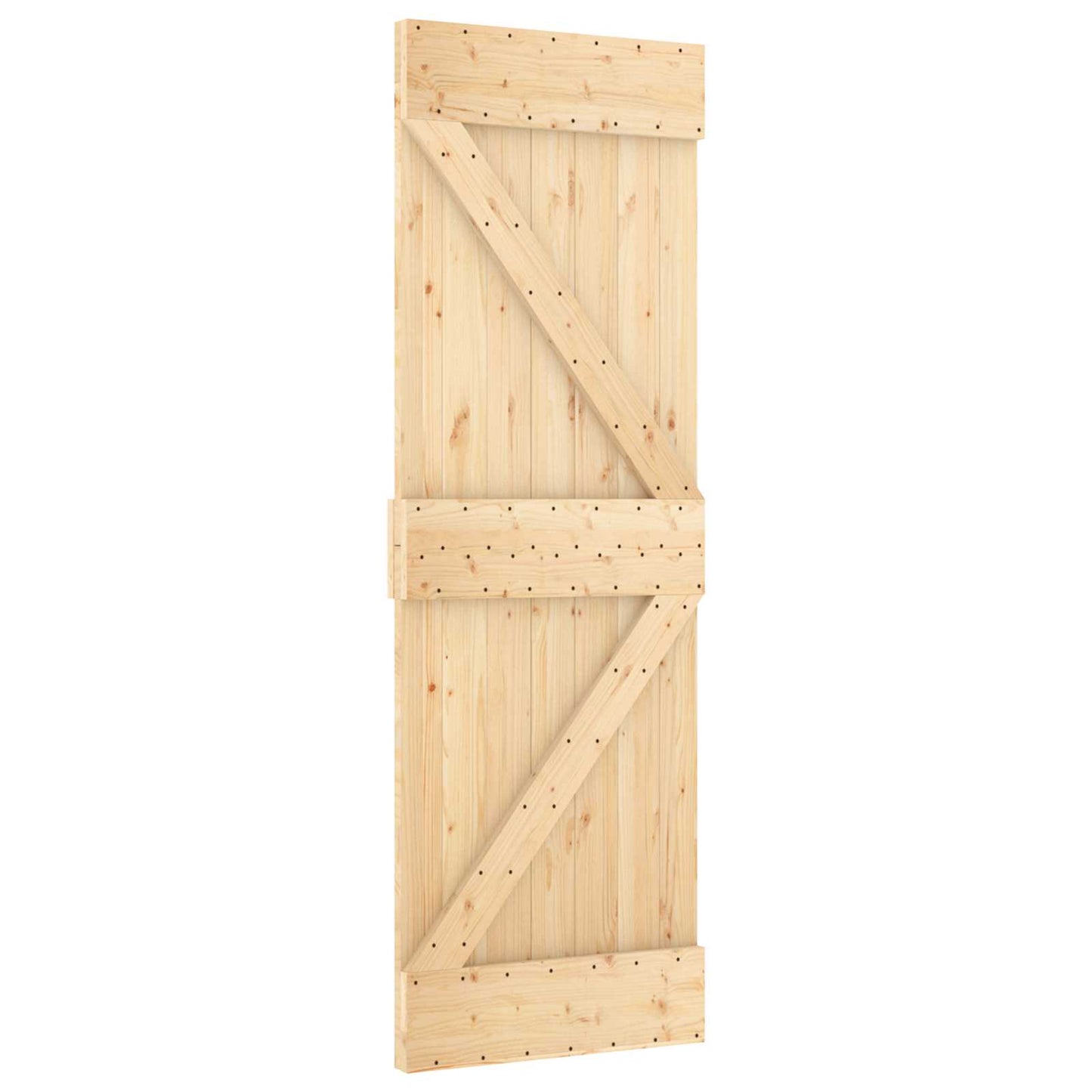 Schiebetür Natürlich und Weiß 70 x 210 cm Massivkiefer