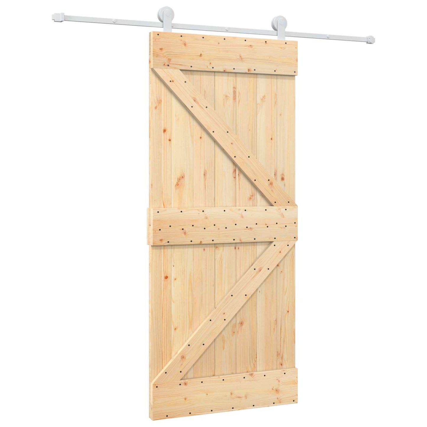 Schiebetür Natürlich und Weiß 90 x 210 cm Massives Kiefernholz