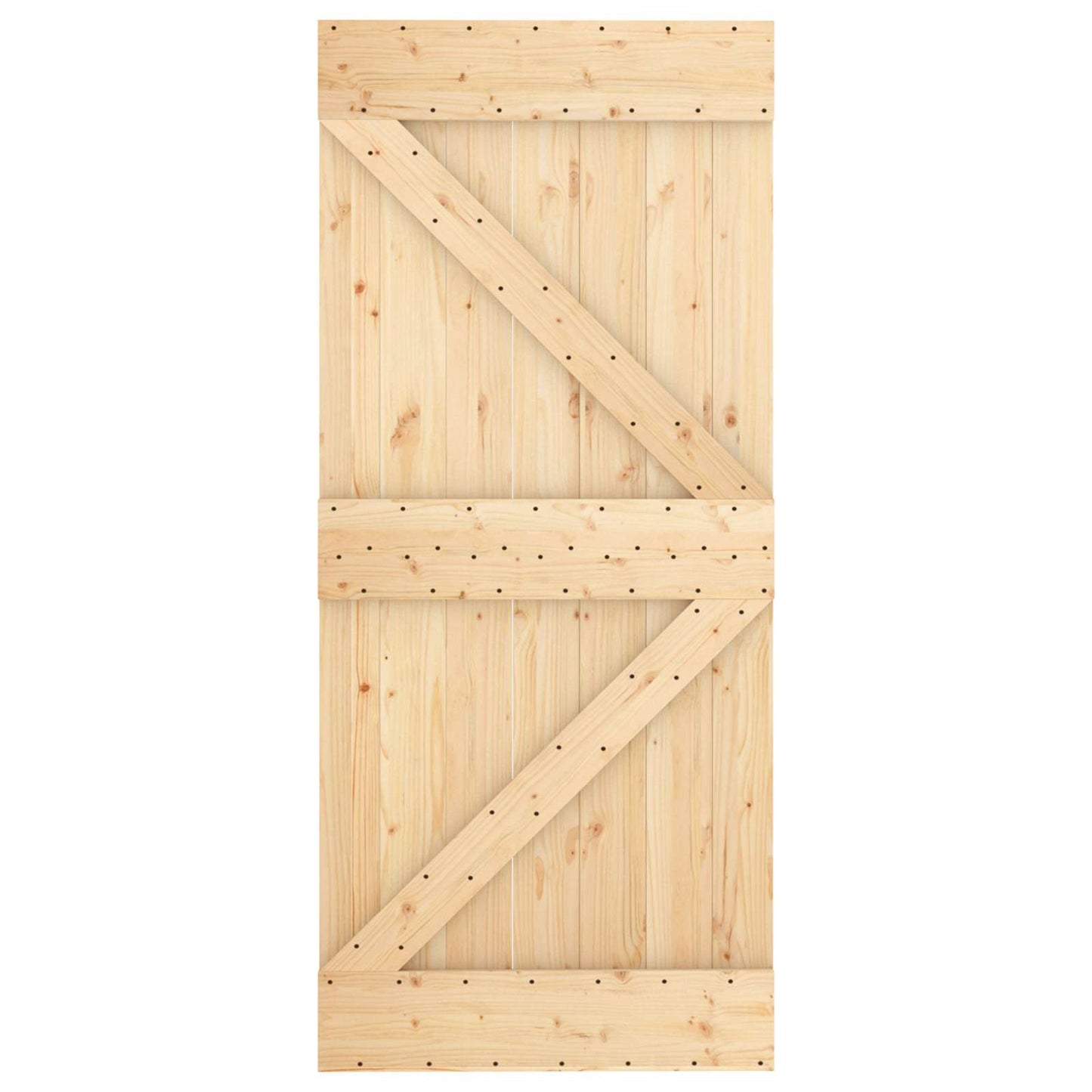 Schiebetür Natürlich und Weiß 90 x 210 cm Massives Kiefernholz