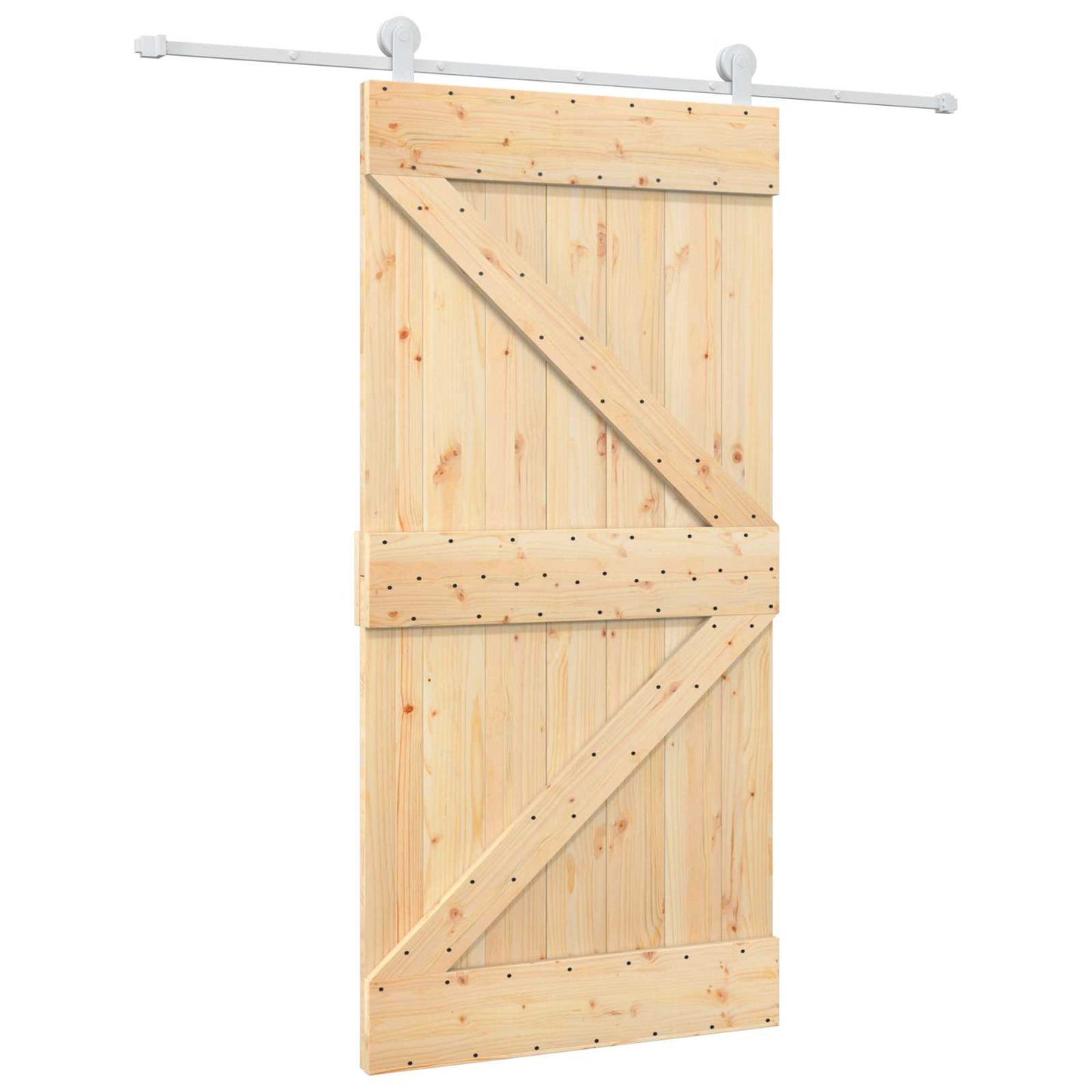 Schiebetür Natürlich und Weiß 100 x 210 cm Massives Kiefernholz