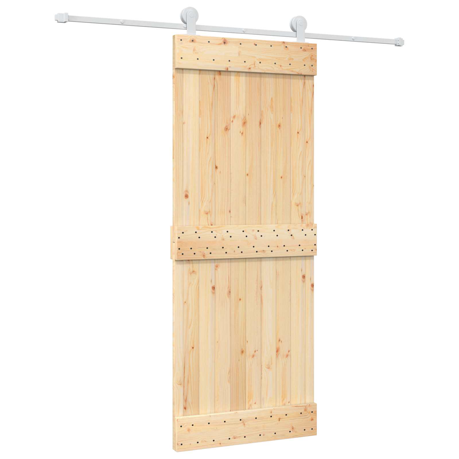 Schiebetür Natürlich und Weiß 80 x 210 cm Massivkiefer