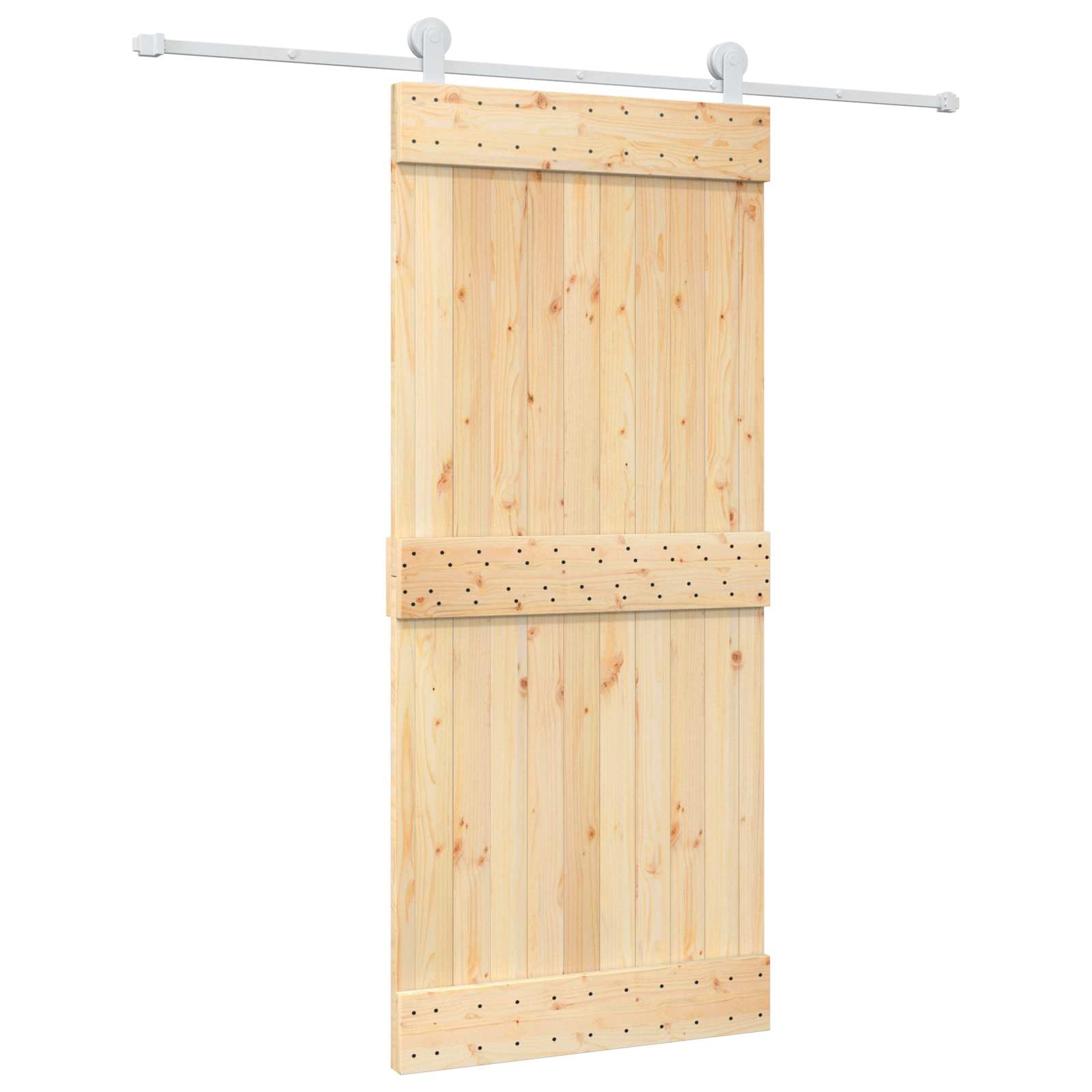 Schiebetür Natürlich und Weiß 90 x 210 cm Massivkiefer